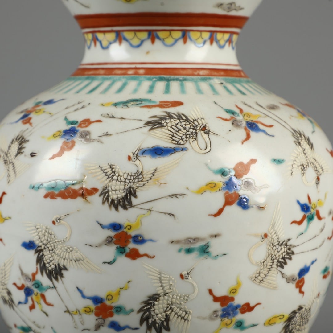 A Exquisite Doucai Crane Pattern Gourd Vase - 6