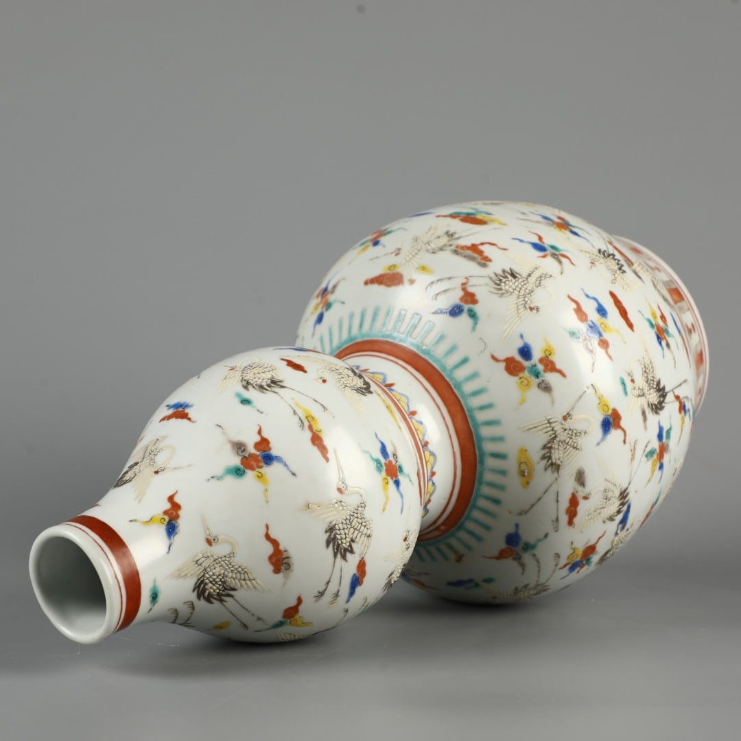 A Exquisite Doucai Crane Pattern Gourd Vase - 8