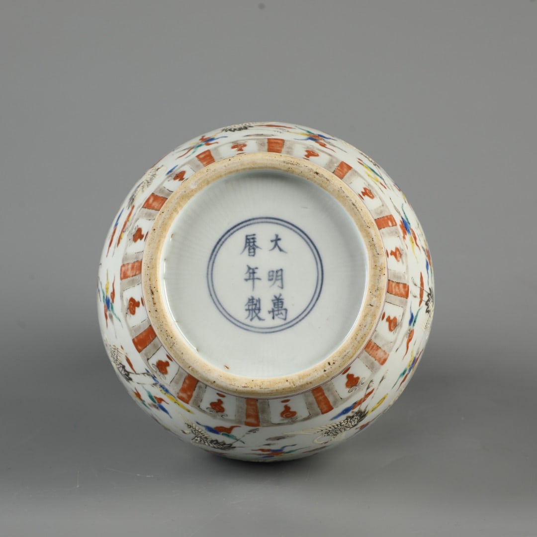 A Exquisite Doucai Crane Pattern Gourd Vase - 9