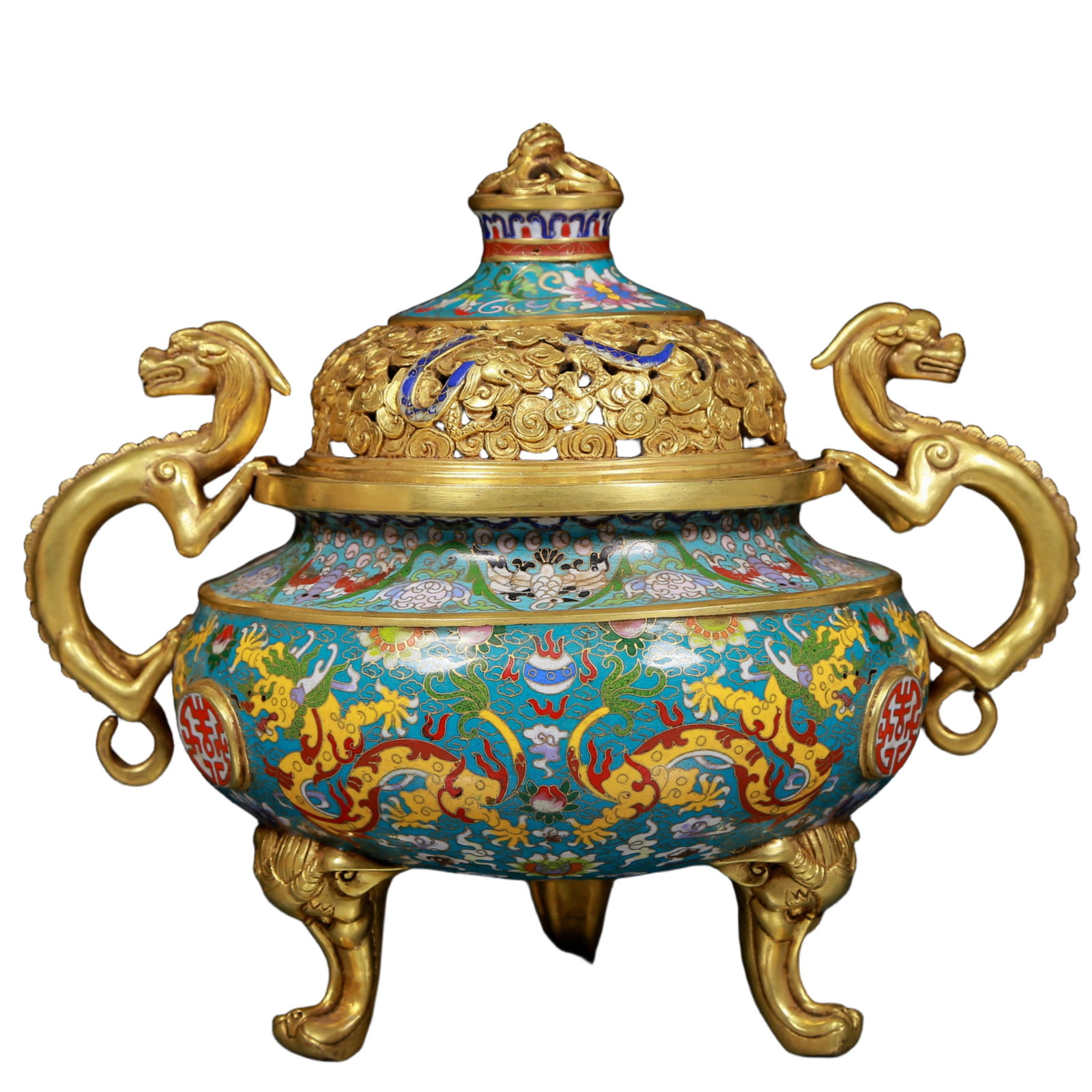 A Rare Cloisonne Dragon Pattern Double-Ears Censer (1 of 11)