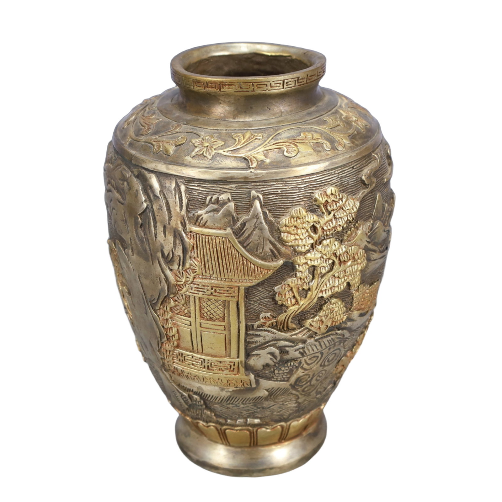 A Rare Gilt Silver Landscape Pattern Vase - 2