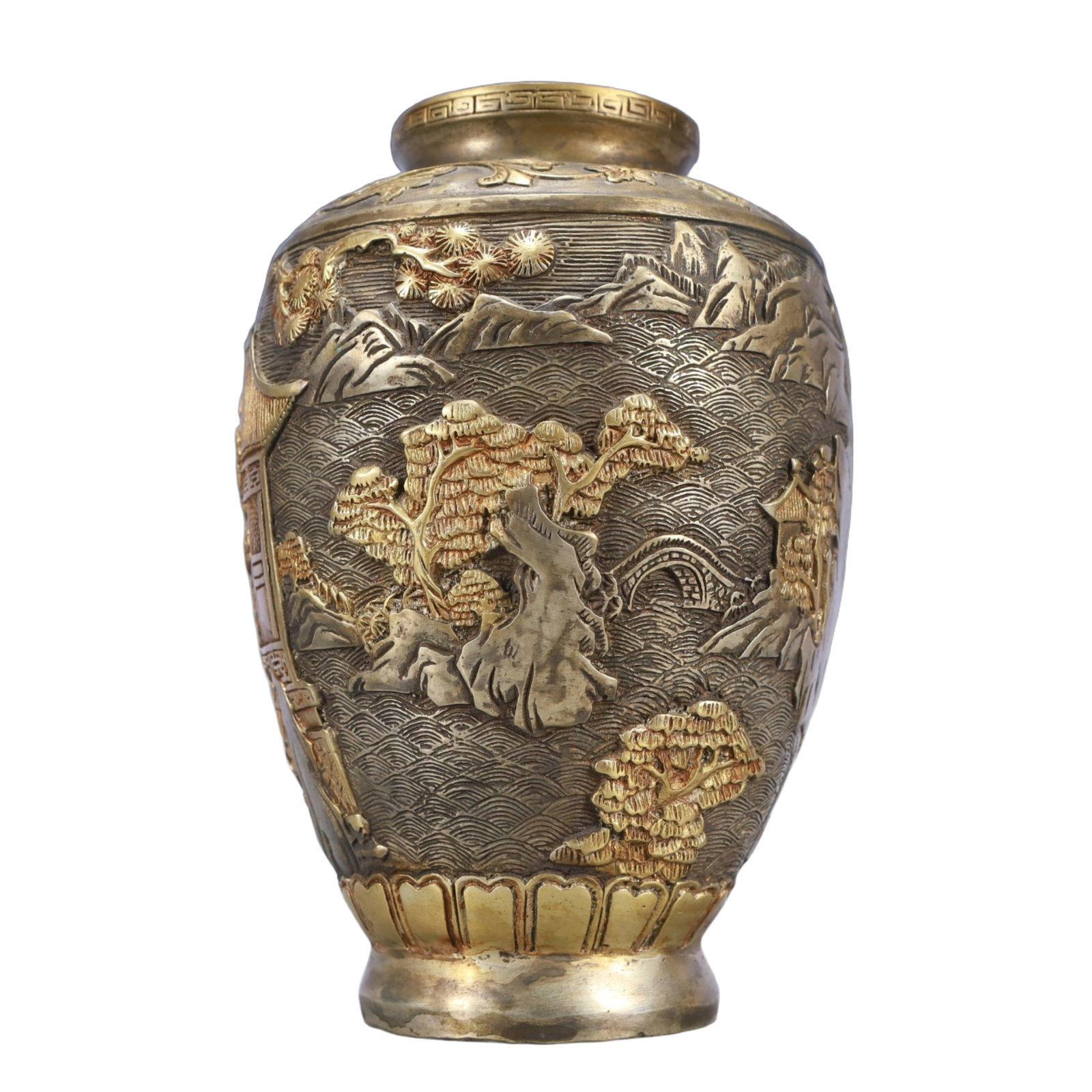 A Rare Gilt Silver Landscape Pattern Vase - 5