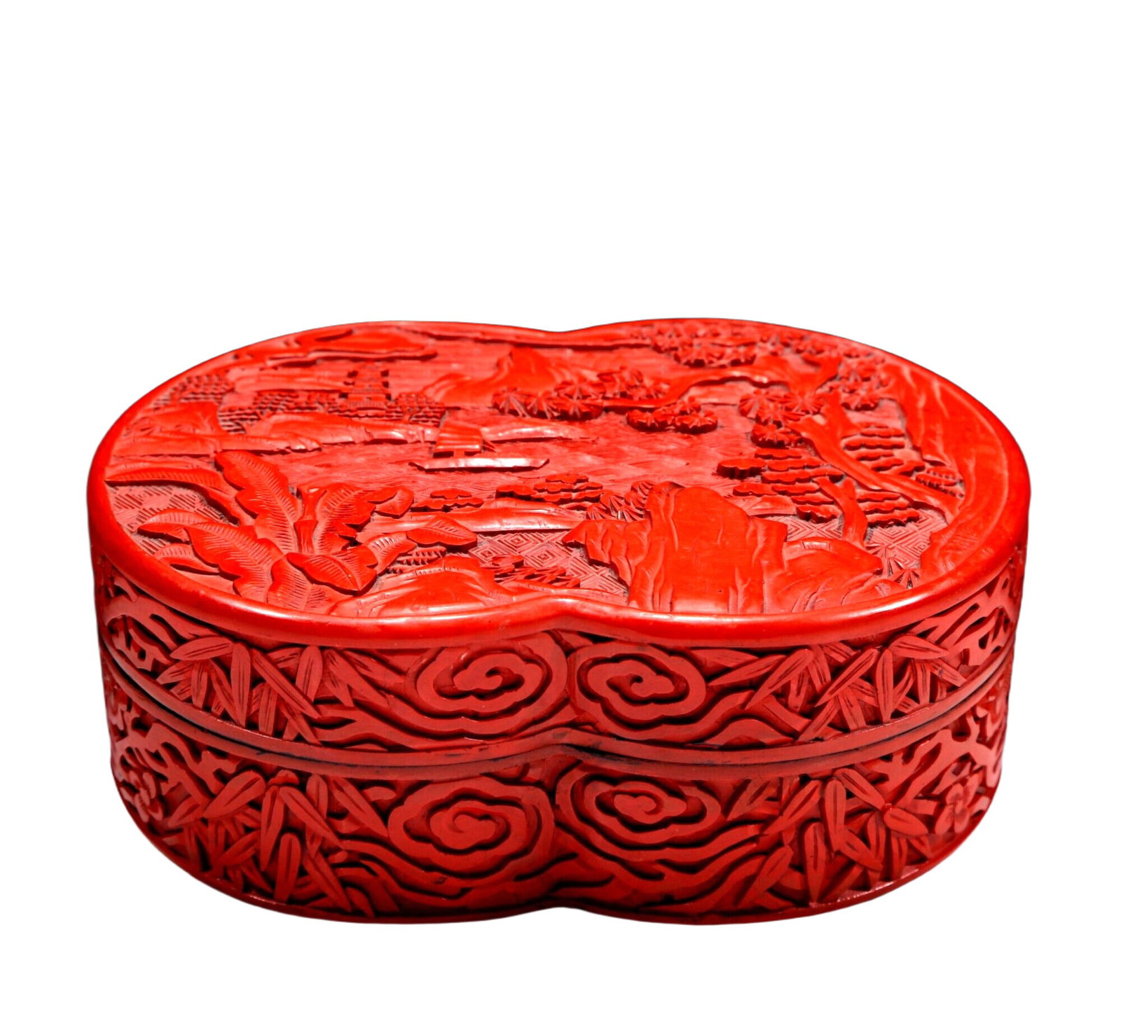 An Exquisite Cinnabar-Lacquer 'Figure& Landscape' Box (1 of 8)