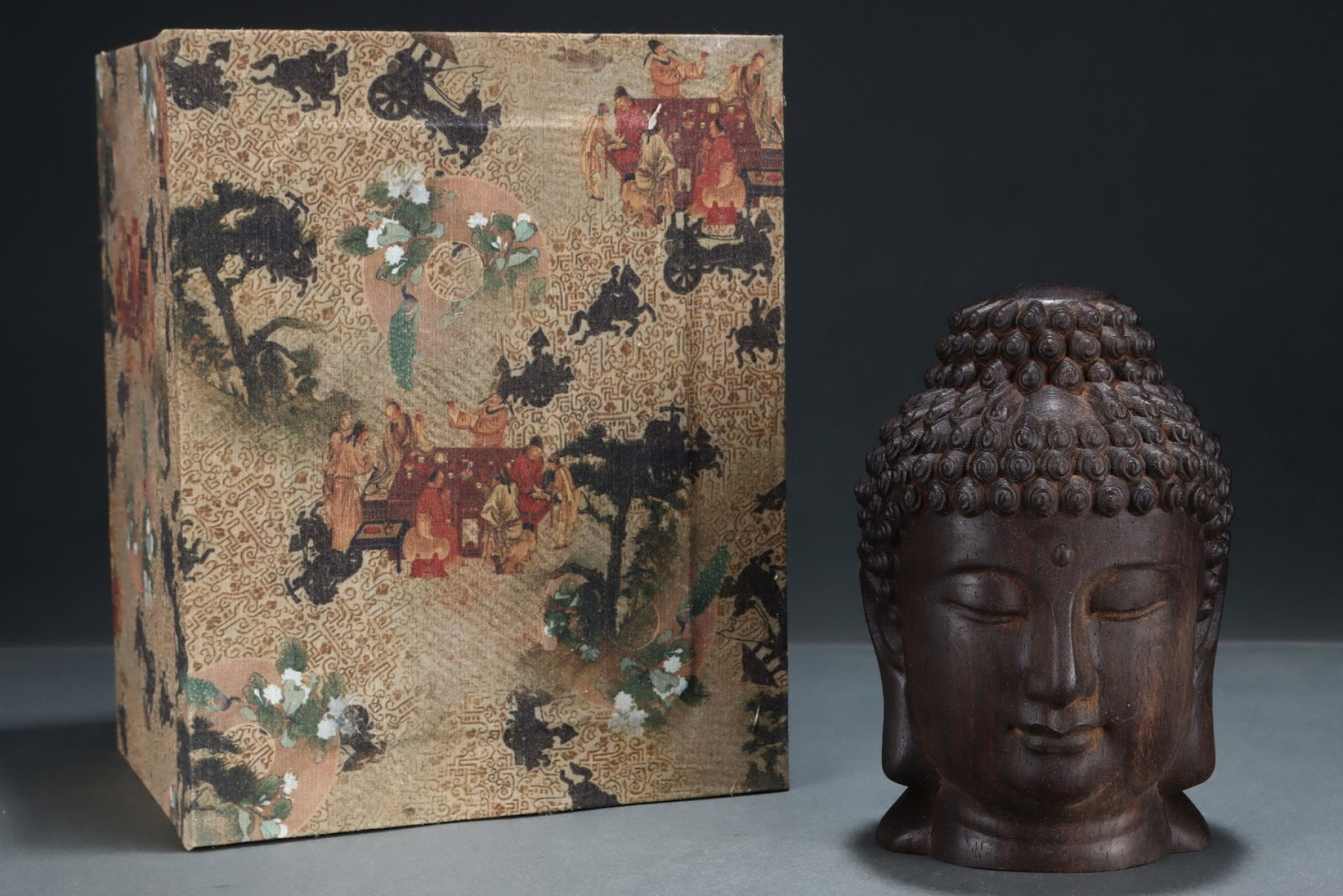 A Rare Eaglewood Buddha-Head: A Rare Eaglewood Buddha-Head,Qing Dynasty, China,Qianlong Four-Character Mark,Size:5.5inx5.5inx8.1in 沉香佛头,中国清代,乾隆四字&
