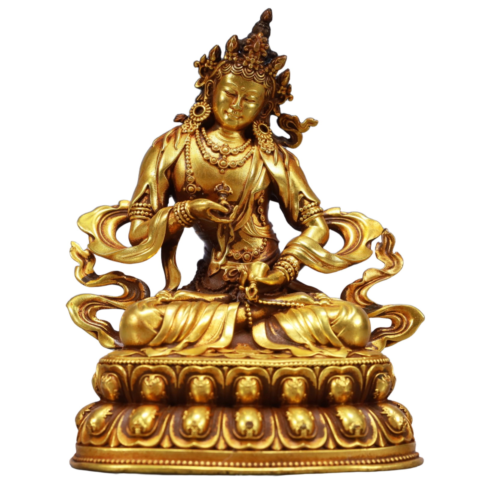 A Solemn Gilt Bronze Statue of Tara: A Solemn Gilt Bronze Statue of Tara,Ming Dynasty, China,Yongle Six-character Mark,Size:3inx2.2inx3.9in,Weight:606g 铜鎏金度母像,中国明代,