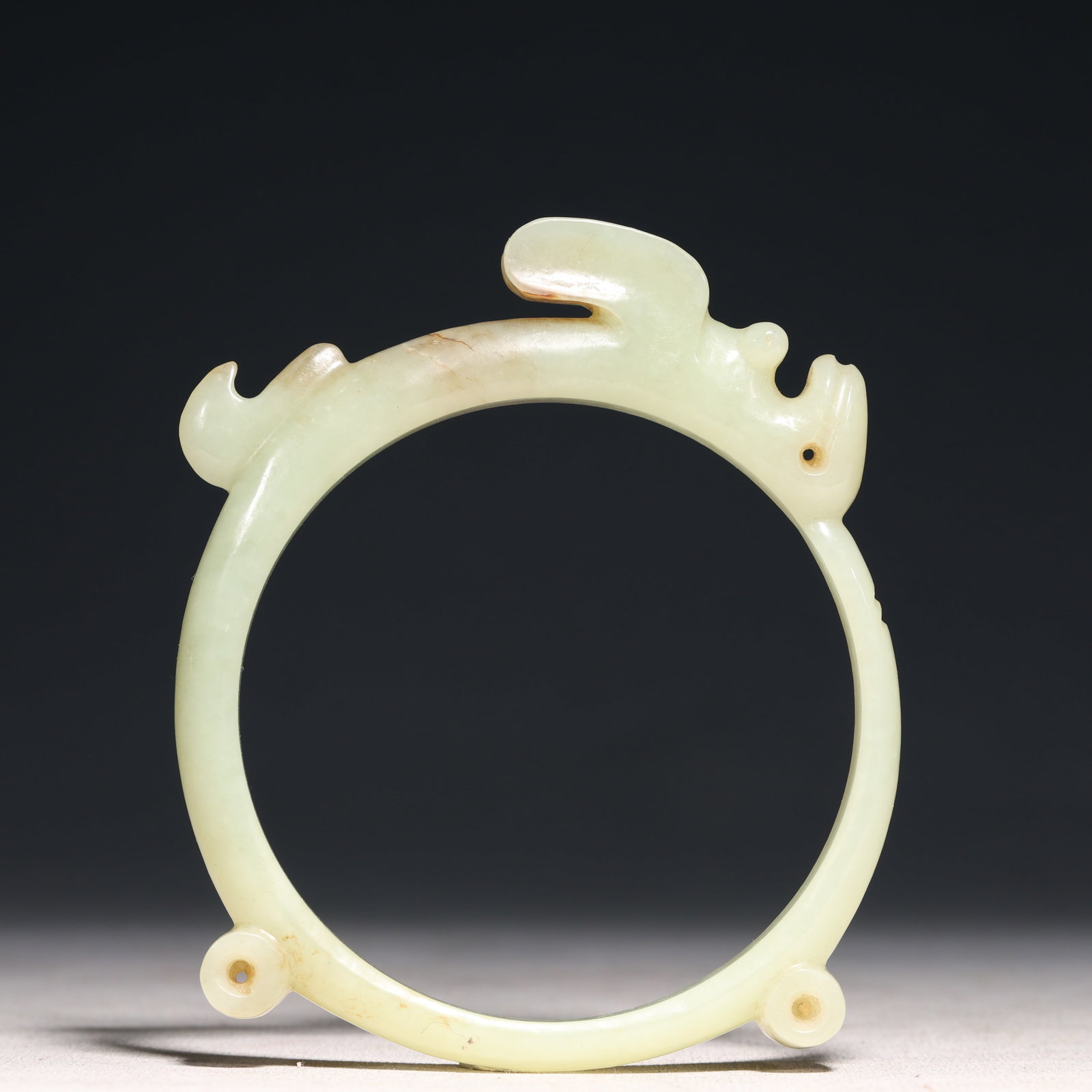 An Archaic Hongshan Culture White Jade Cicada Pattern Bracelets (1 of 10)