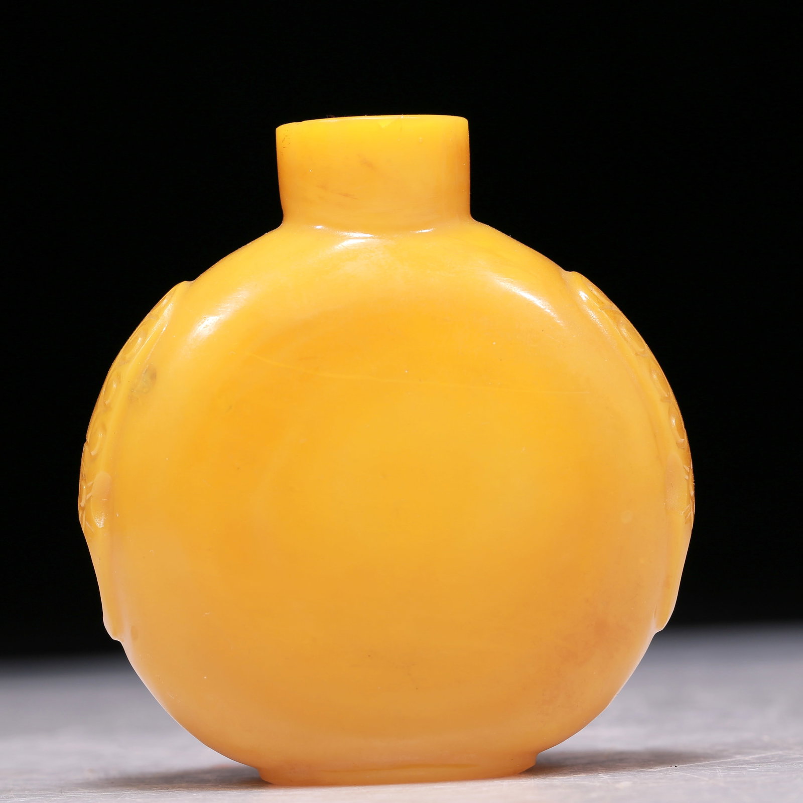 A Precious Yellow Glass Beast-Handled Snuff Bottle (1 of 7)