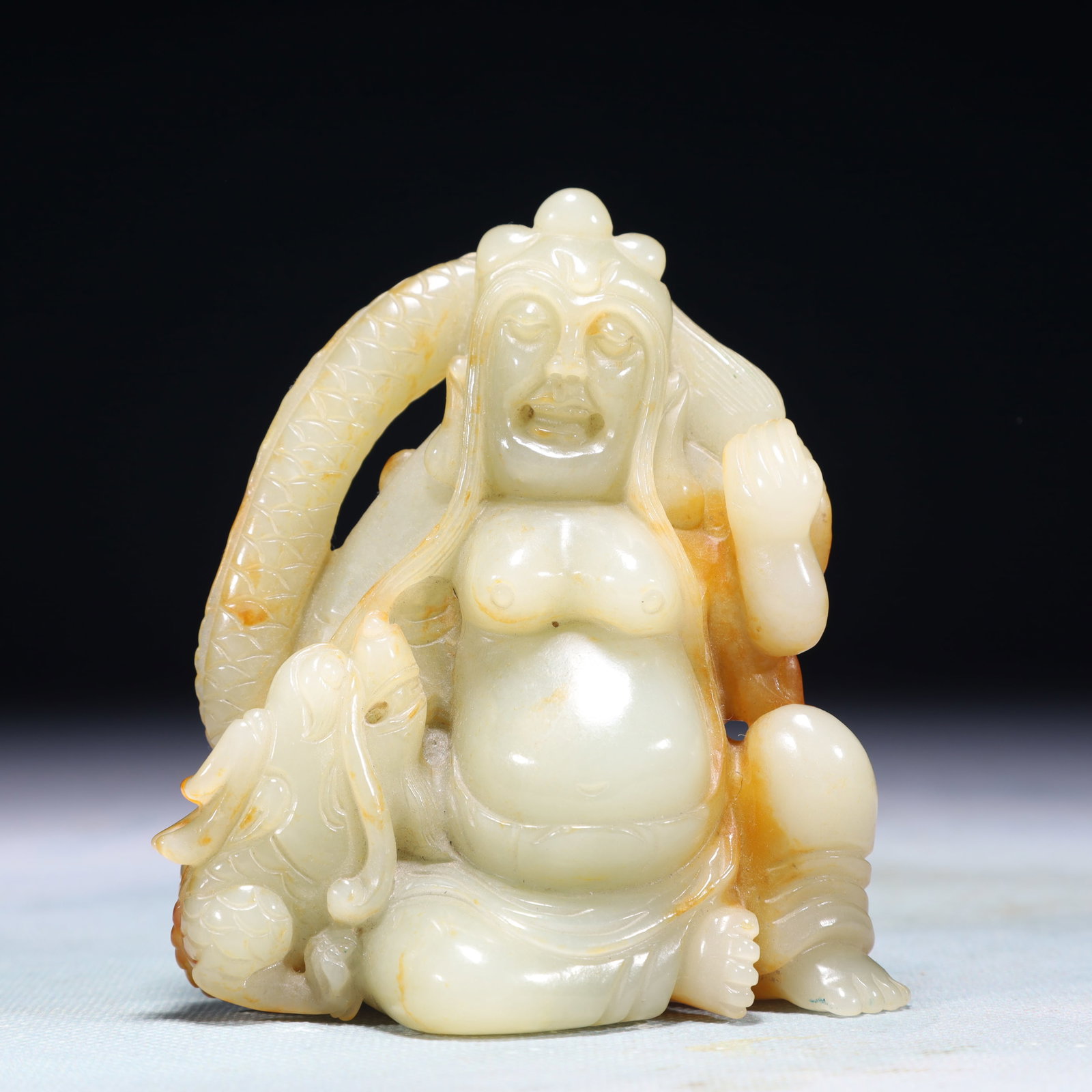 An Exquisite White Jade Figure Ornament: An Exquisite White Jade Figure Ornament,Qing Dynasty,China,Size:3.5inx2inx3.9in,Weight:452g 白玉人物摆件,中国清代