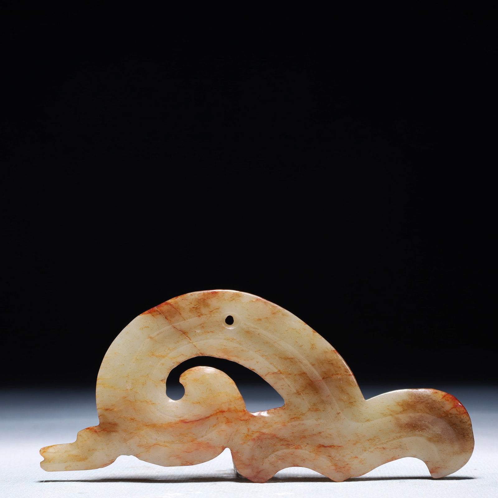 An Archaic Hongshan Culture White Jade Pendant: An Archaic Hongshan Culture White Jade Pendant,Ancient Time,China,Size:4.7inx2in,Weight:36.9g 红山文化白玉挂件,中国新石器&