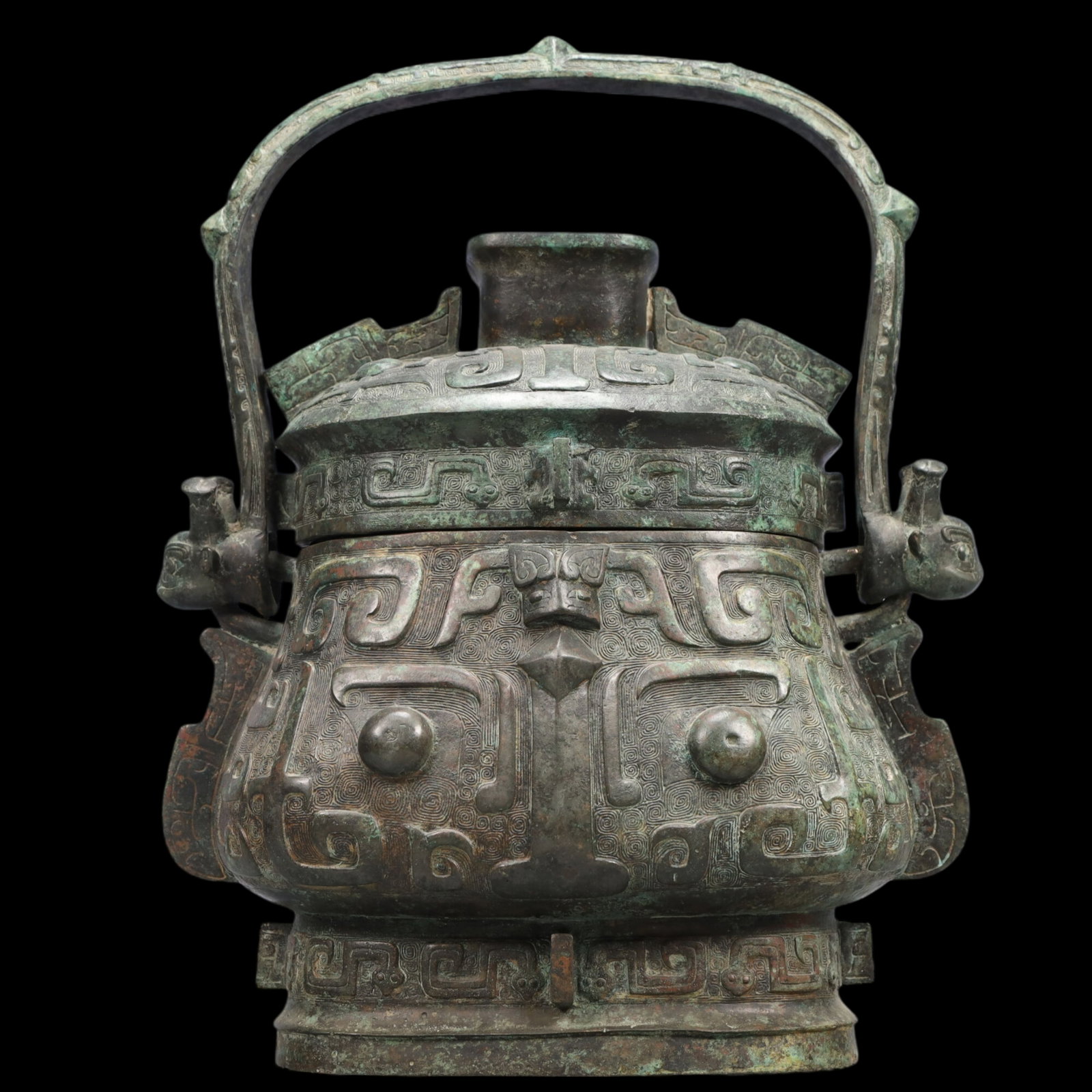 A Rare Bronze Beast-Face Pattern Jar,With Inscription (1 of 15)