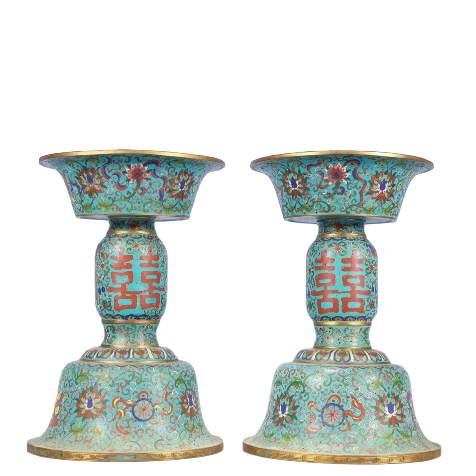 A Pair of Exquisite Cloisonne Lotus and Eight Treasures Pattern Candlesticks (1 of 18)