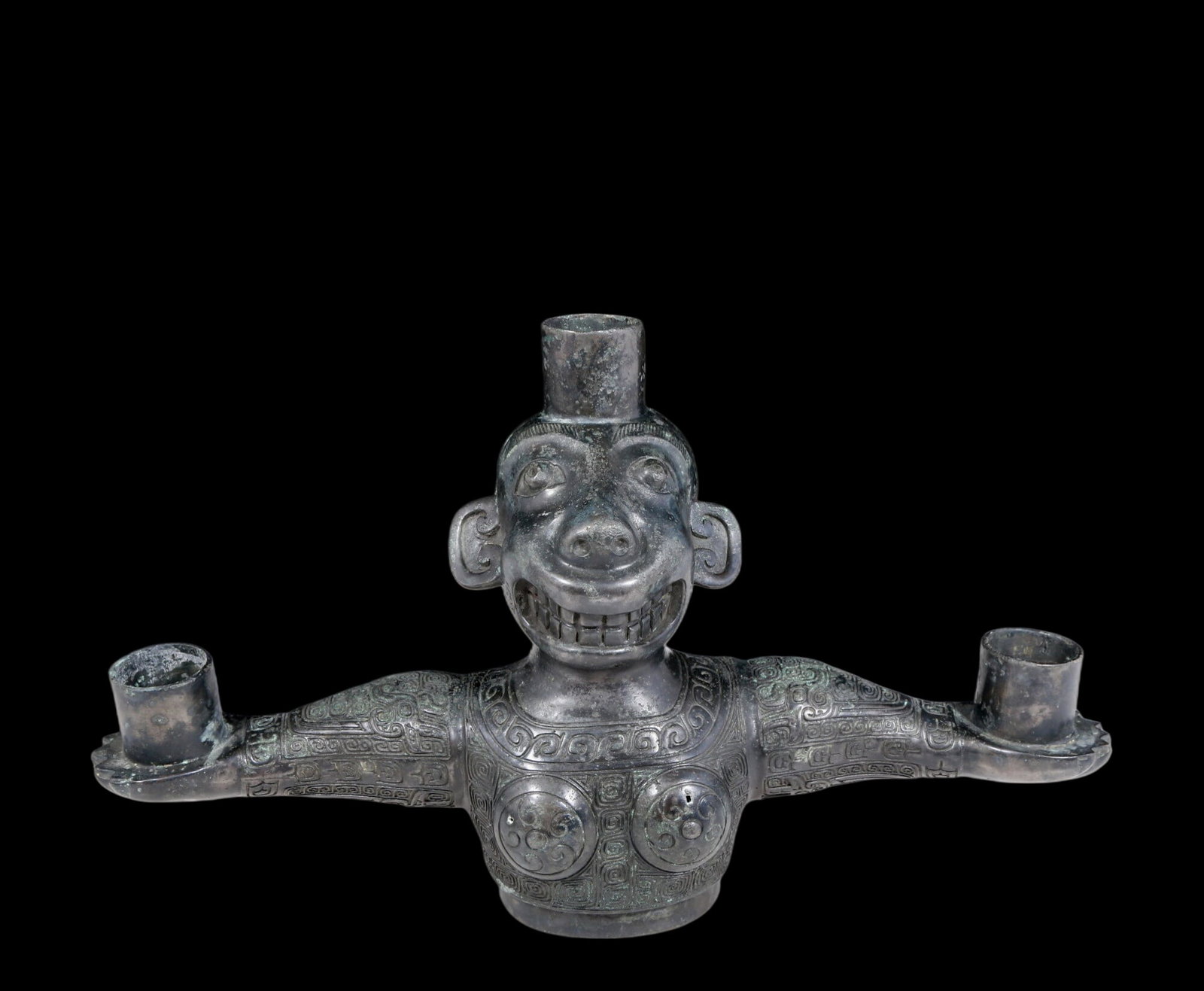 A precious bronze figure candlestick - 13