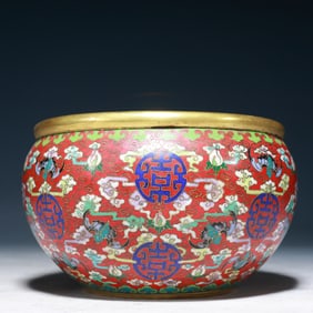 An Exquisite Cloisonne Auspicious Cloud,Bats and Peach Pattern Jar