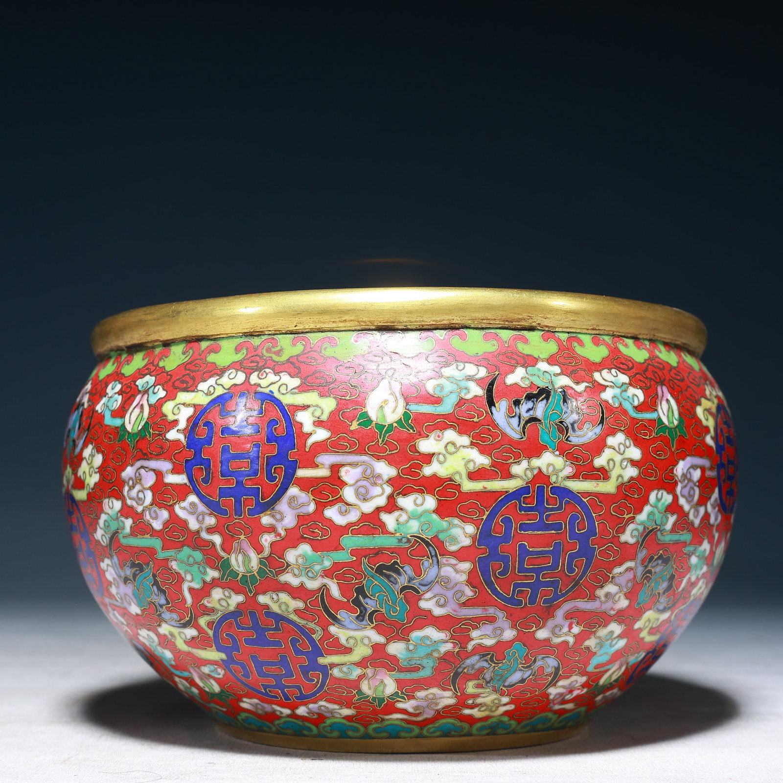 An Exquisite Cloisonne Auspicious Cloud,Bats and Peach Pattern Jar - 4