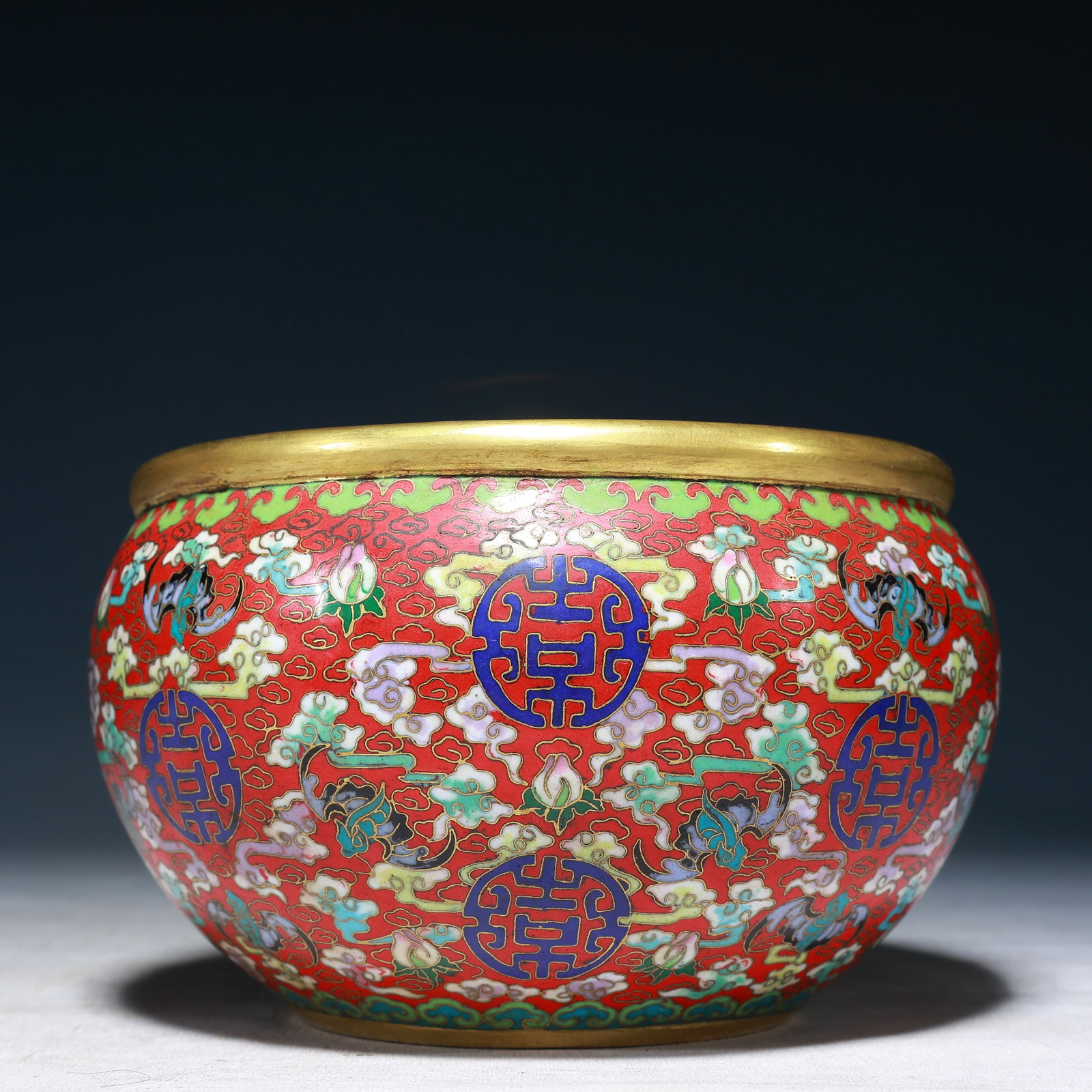 An Exquisite Cloisonne Auspicious Cloud,Bats and Peach Pattern Jar - 5
