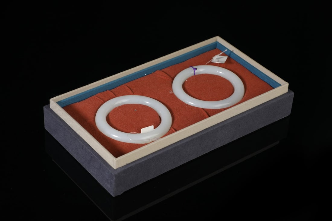A Pair of Exquisite White Jade Bracelets: A Pair of Exquisite White Jade Bracelets,Qing Dynasty,China,Size:3.1inx2.3in,Total Weight:136g