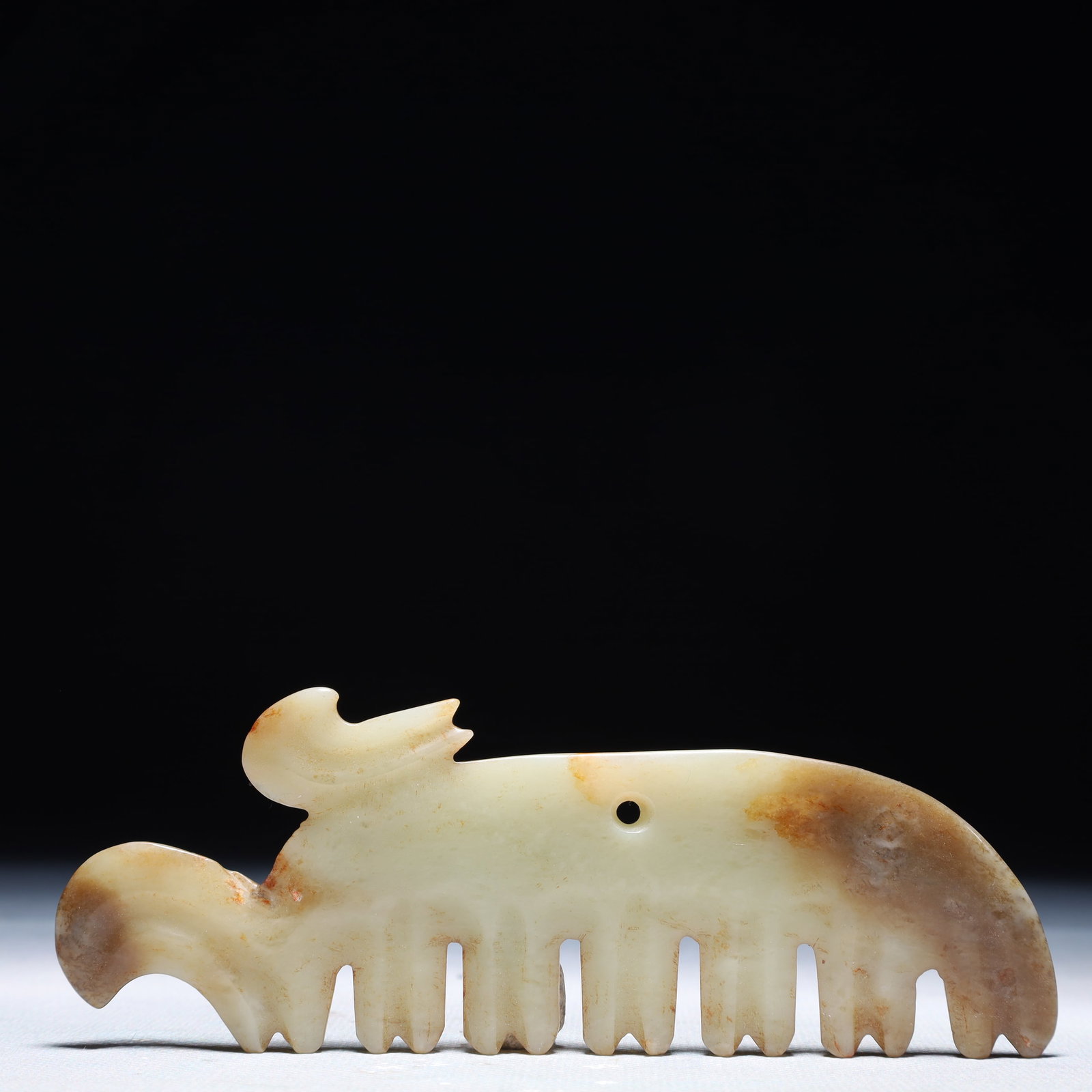 An Archaic Hongshan Culture White Jade Pendant: An Archaic Hongshan Culture White Jade Pendant,Ancient Time,China,Size:5.5inx1.6in,Weight:53.1g 红山文化白玉挂件,中国新石器