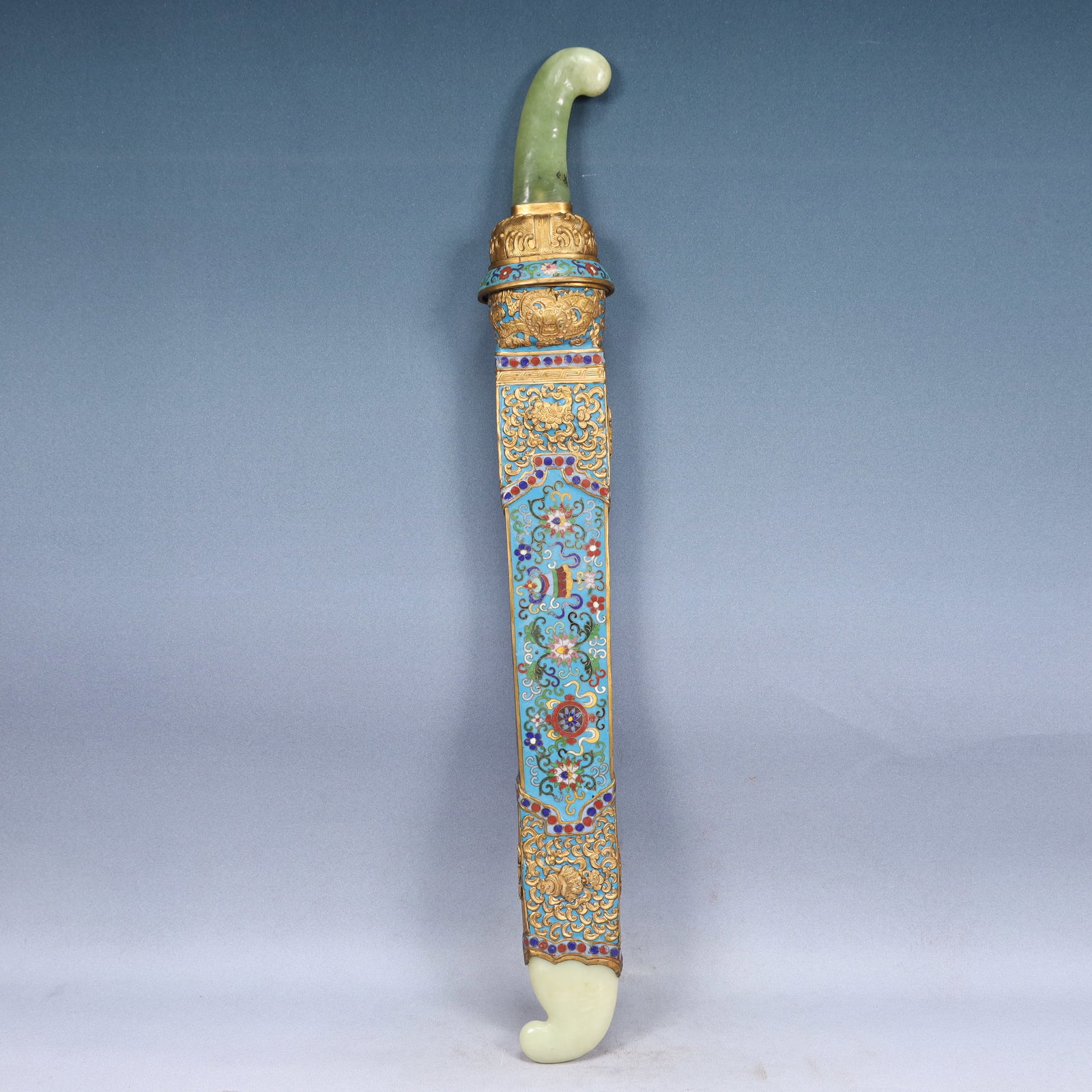 A Huge Cloisonne Inlaid White Jade Lotus and Eight Treasures Pattern (1 of 12)