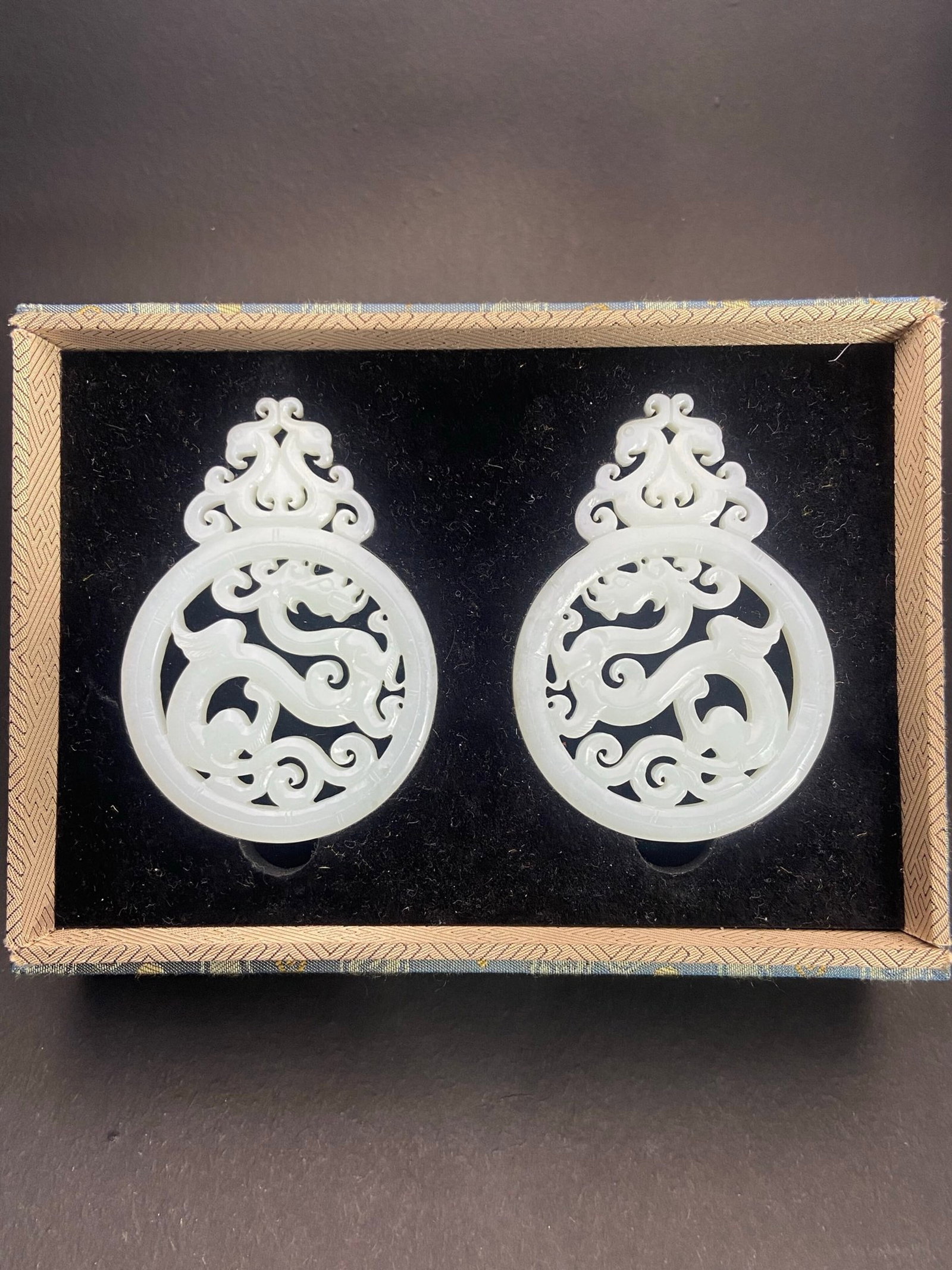 A Pair of Exquisite White Jade Dragon and Phoenix Pattern Pendants (1 of 9)