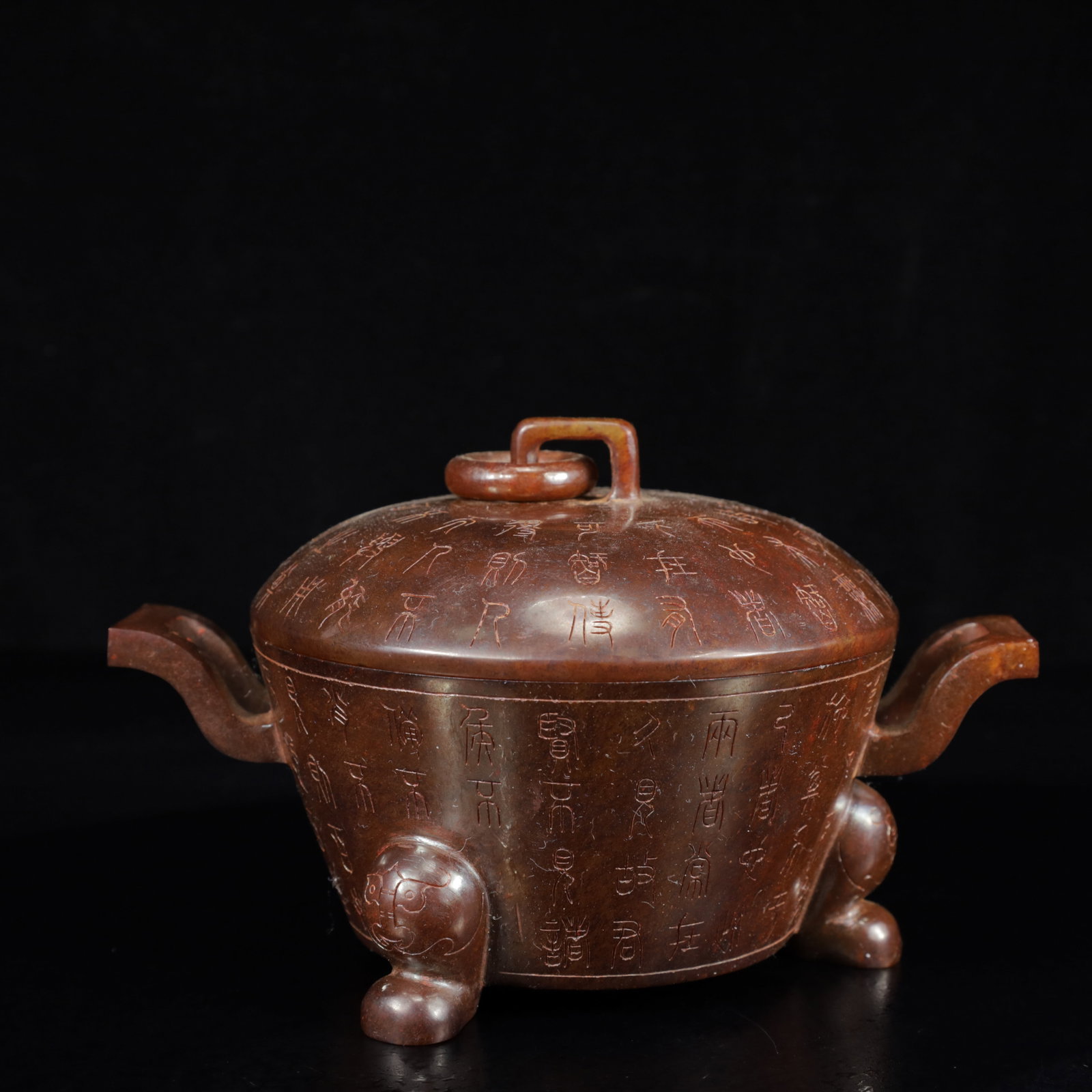 An Exquisite White Jade Poem Double-Ears and Tripod Censer: An Exquisite White Jade Poem Double-Ears and Tripod Censer,Qing Dynasty,China,Size:6.9inx4.9inx4.3in,Weight:600g 白玉诗文双耳三足香炉,ߑ