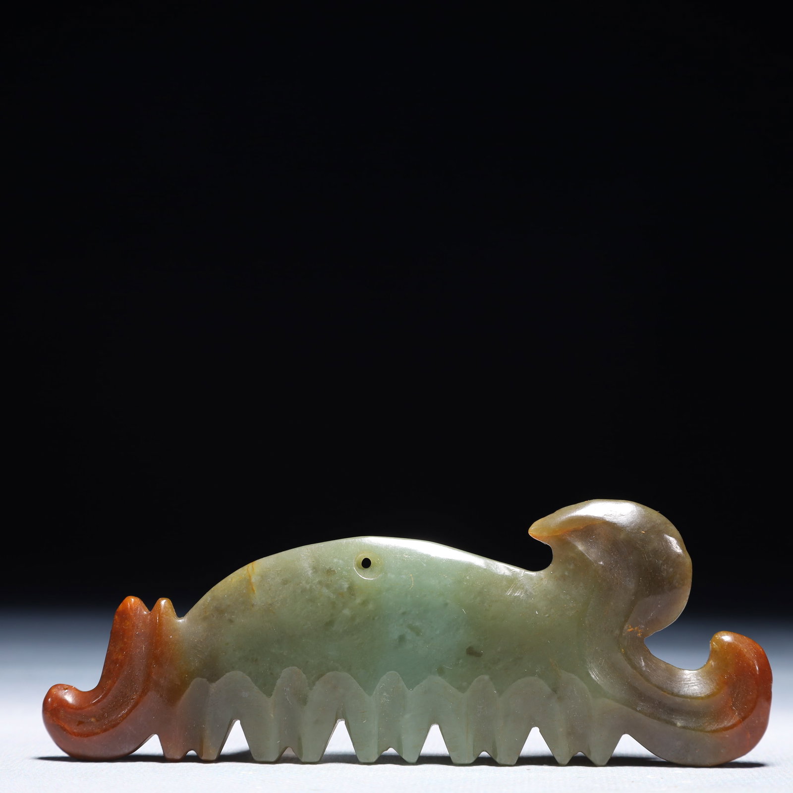An Archaic Hongshan Culture Greenish Jade Pendant: An Archaic Hongshan Culture Greenish Jade Pendant,Ancient Time,China,Size:4.7inx3.9in,Weight:68.5g 红山文化青白玉挂件,中国新