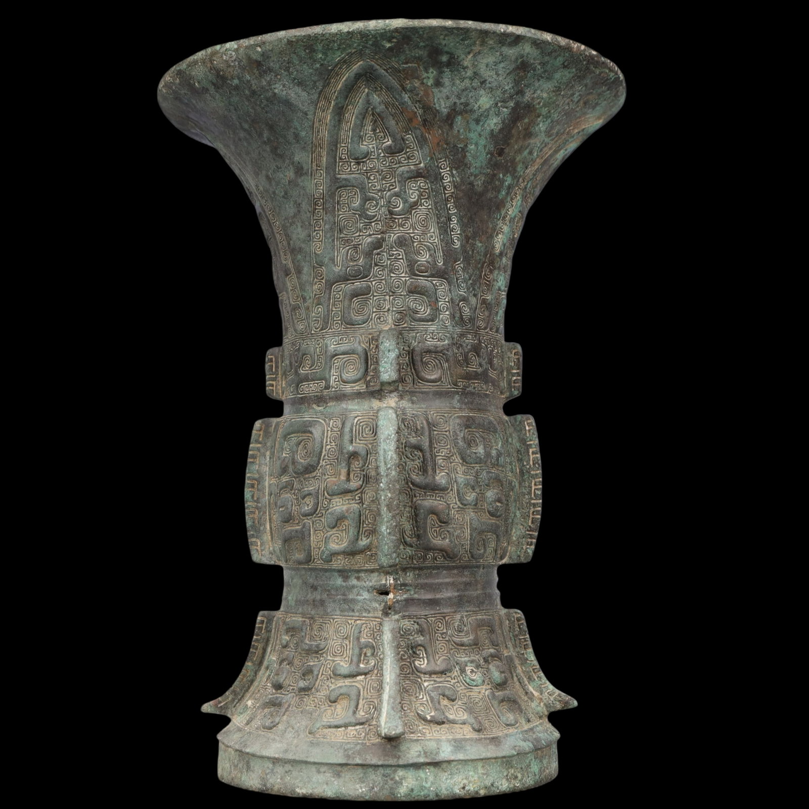 A Rare Bronze Beast-Face Pattern Vase - 4