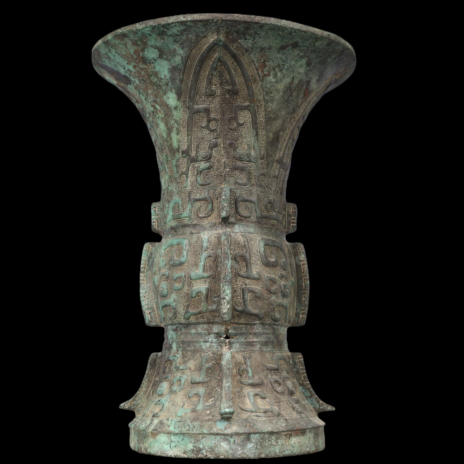 A Rare Bronze Beast-Face Pattern Vase - 6