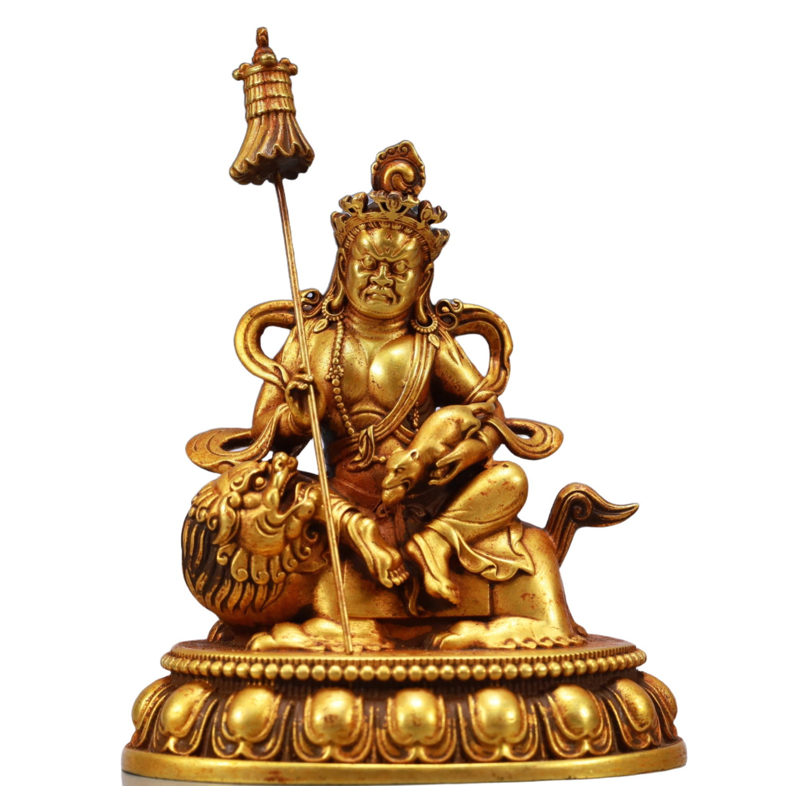 A Solemn Gilt Bronze Statue of Mammon: A Solemn Gilt Bronze Statue of Mammon,Ming Dynasty, China,Yongle Six-character Mark,Size:3.3inx2.4inx3.7in,Weight:698g 铜鎏金财神像,中国明代