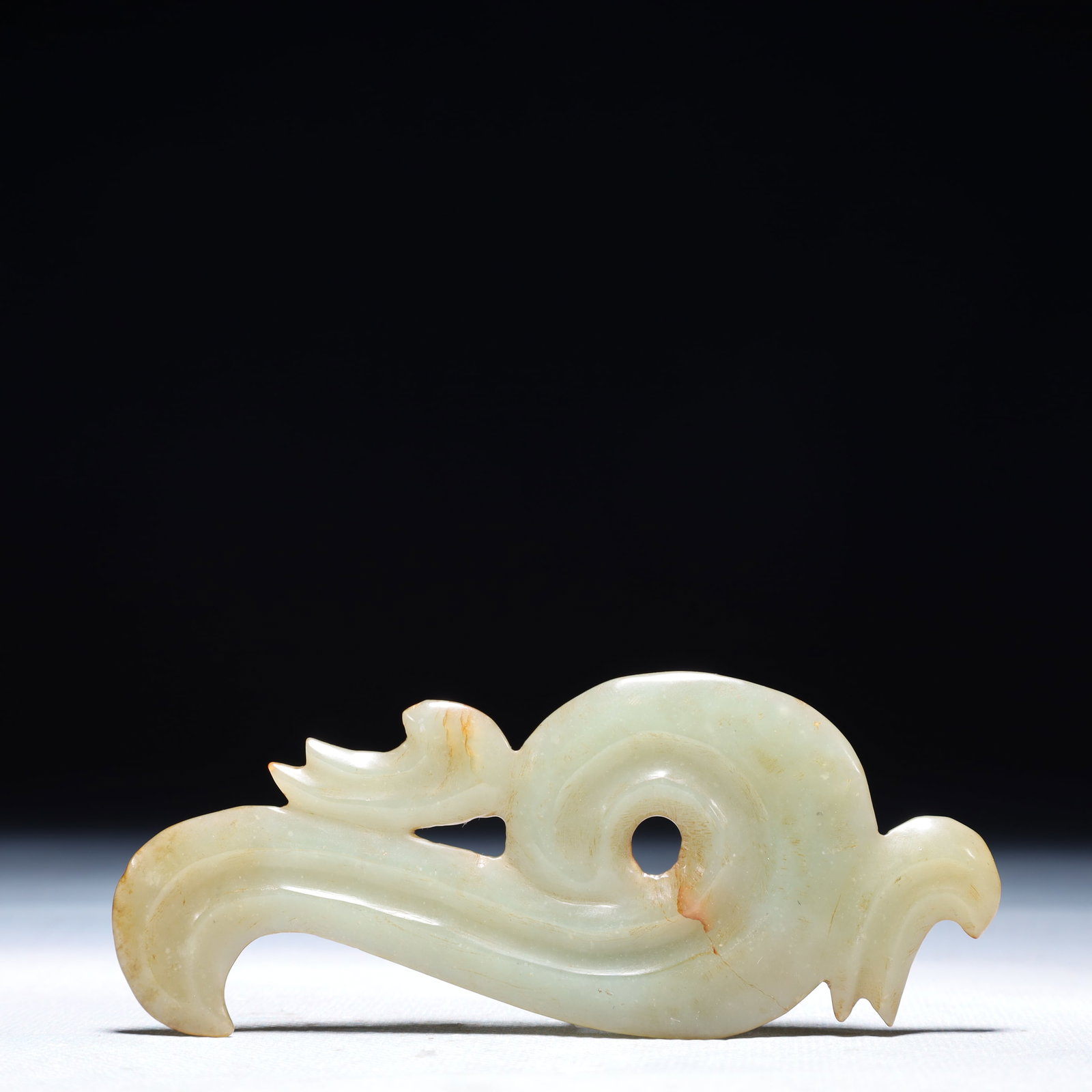 An Archaic Hongshan Culture White Jade Pendant: An Archaic Hongshan Culture White Jade Pendant,Ancient Time,China,Size:4.3inx1.8in,Weight:37.1g 红山文化白玉挂件,中国新石器
