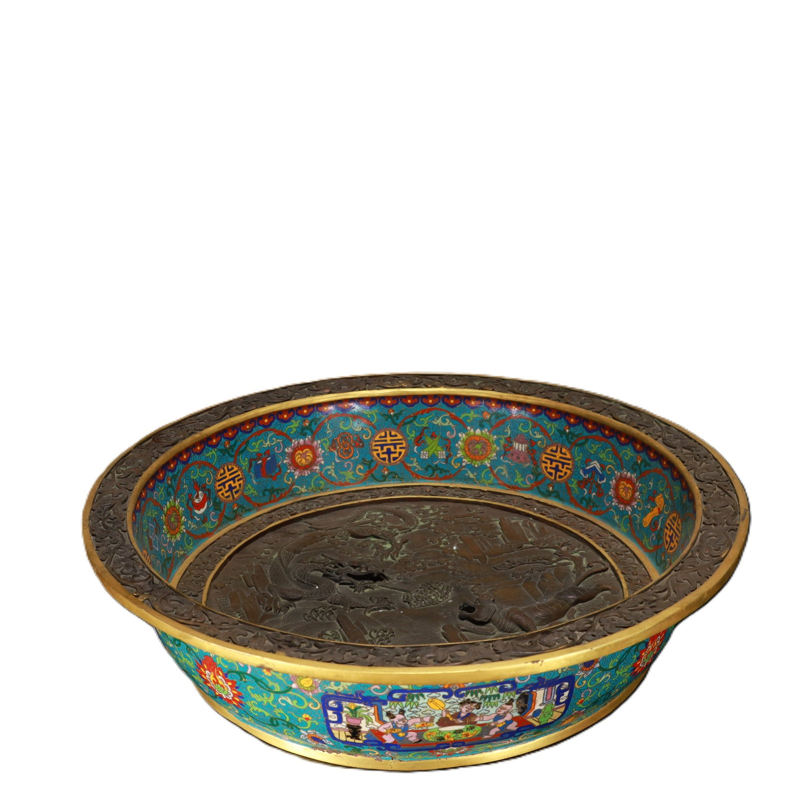 An Exquisite Cloisonne Character and Story Pattern Basin (1 of 8)