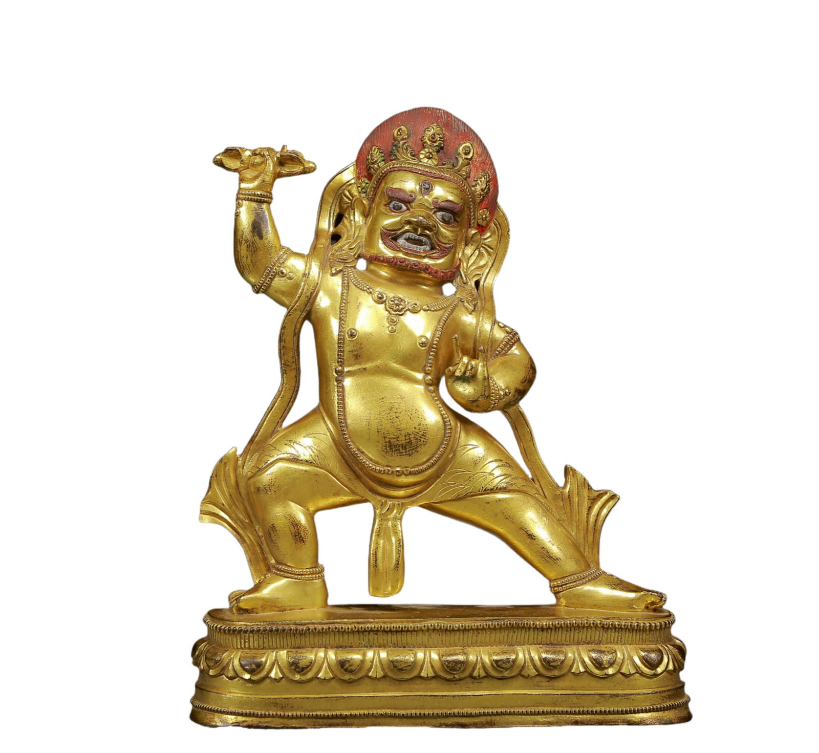 A Solemn Gilt Bronze Statue of Mammon: A Solemn Gilt Bronze Statue of Mammon,Ming Dynasty, China,Size:7.9inx2.8inx10.2in,Weight:3130g 铜鎏金财神像，明代