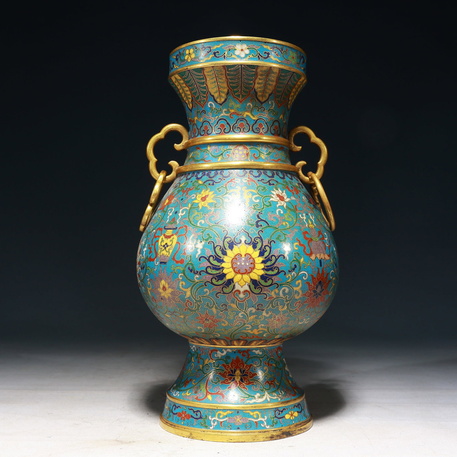A Rare Cloisonne Lotus and Eight Treasures Pattern Double-Ears Vase (1 of 8)