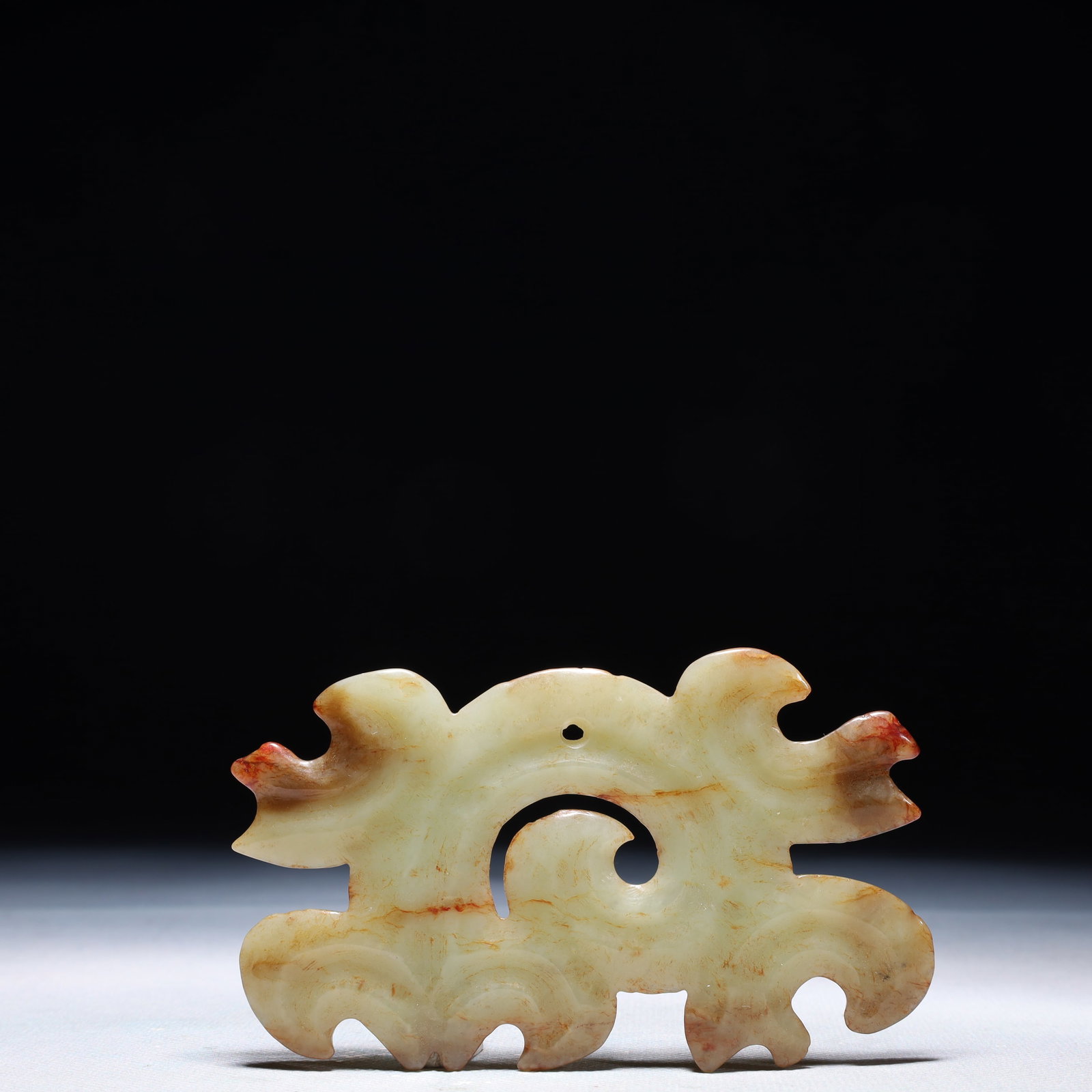 An Archaic Hongshan Culture White Jade Pendant: An Archaic Hongshan Culture White Jade Pendant,Ancient Time,China,Size:4.3inx2.6in,Weight:58.3g 红山文化白玉挂件,中国新石器