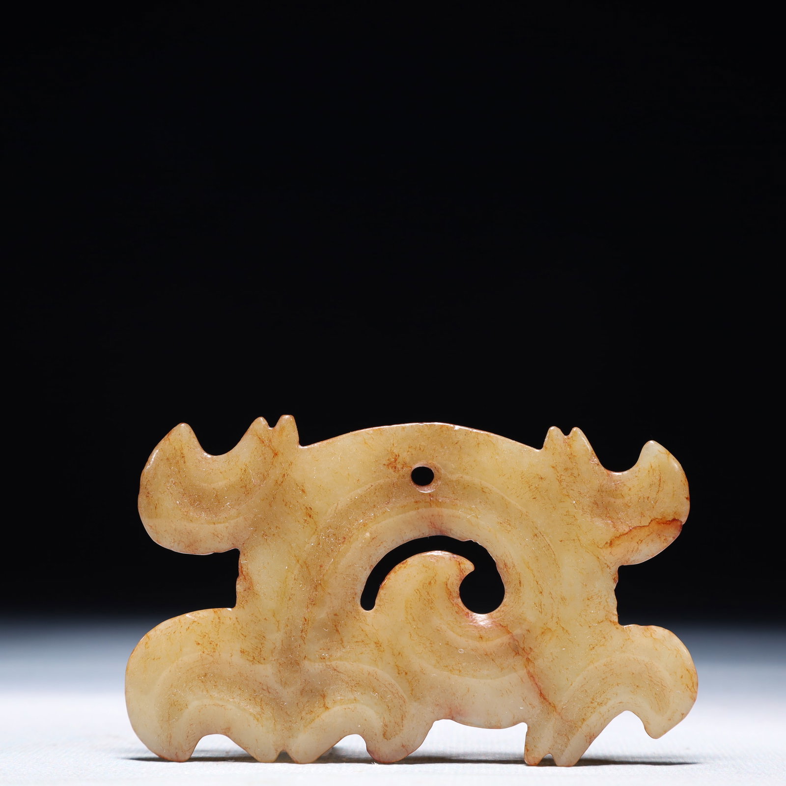 An Archaic Hongshan Culture White Jade Pendant: An Archaic Hongshan Culture White Jade Pendant,Ancient Time,China,Size:3.3inx2in,Weight:32.8g 红山文化白玉挂件,中国新石器&