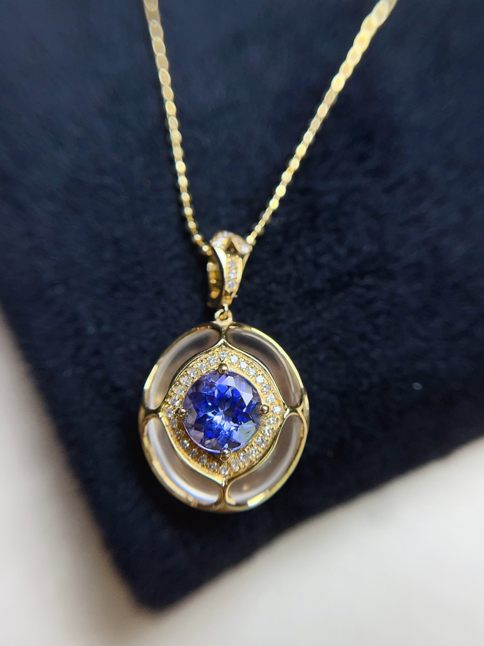 A Exquisite 18k Gold Inlaid 0.90ct Natural Sapphire Pendant,Inlaid Diamond (1 of 6)