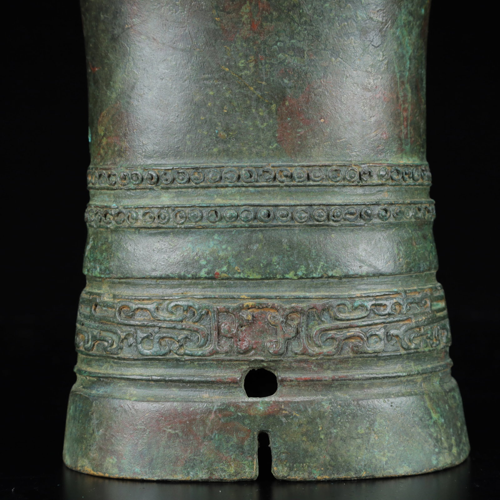 An Archaic Bronze Beast-Face Pattern Libation Cup - 3