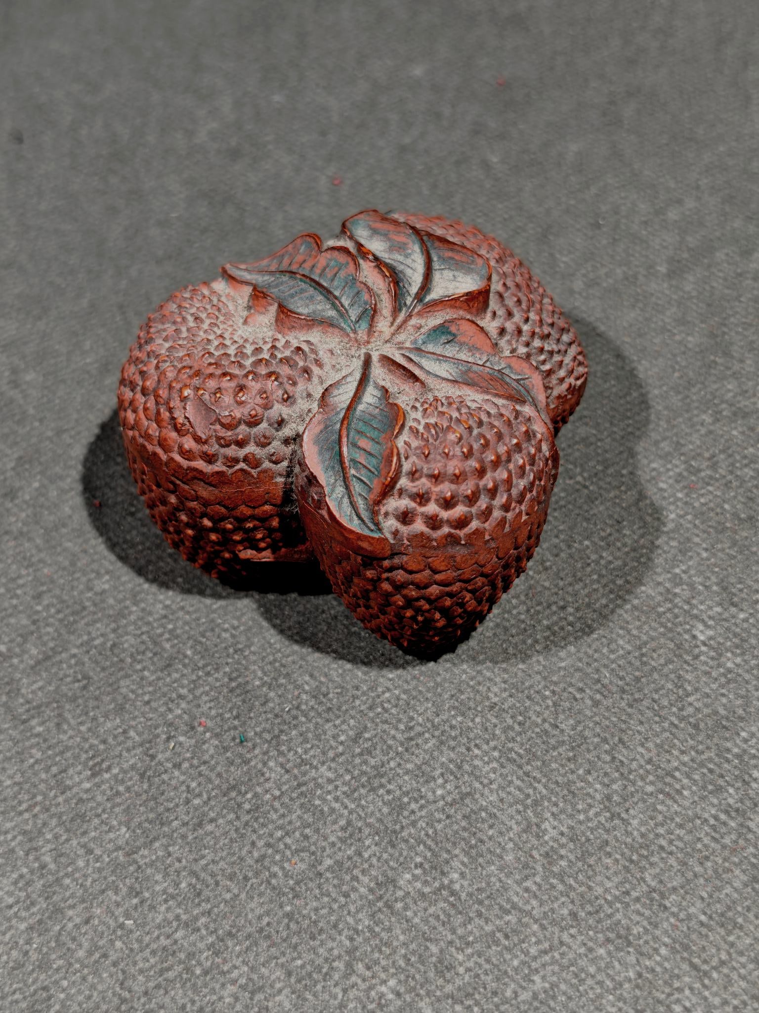 An Exquisite Litchi-Shaped Ink cake: An Exquisite Litchi-Shaped Ink cake,Qing Dynasty, China,Size:2.6inx2.7inx1.8in,Weight:500g 荔枝形墨,中国清代