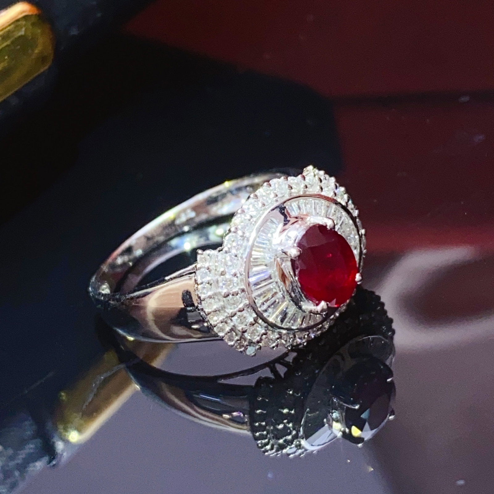 A Exquisite 18k Gold Inlaid 0.93ct Natural Ruby Ring,Inlaid Diamond (1 of 5)