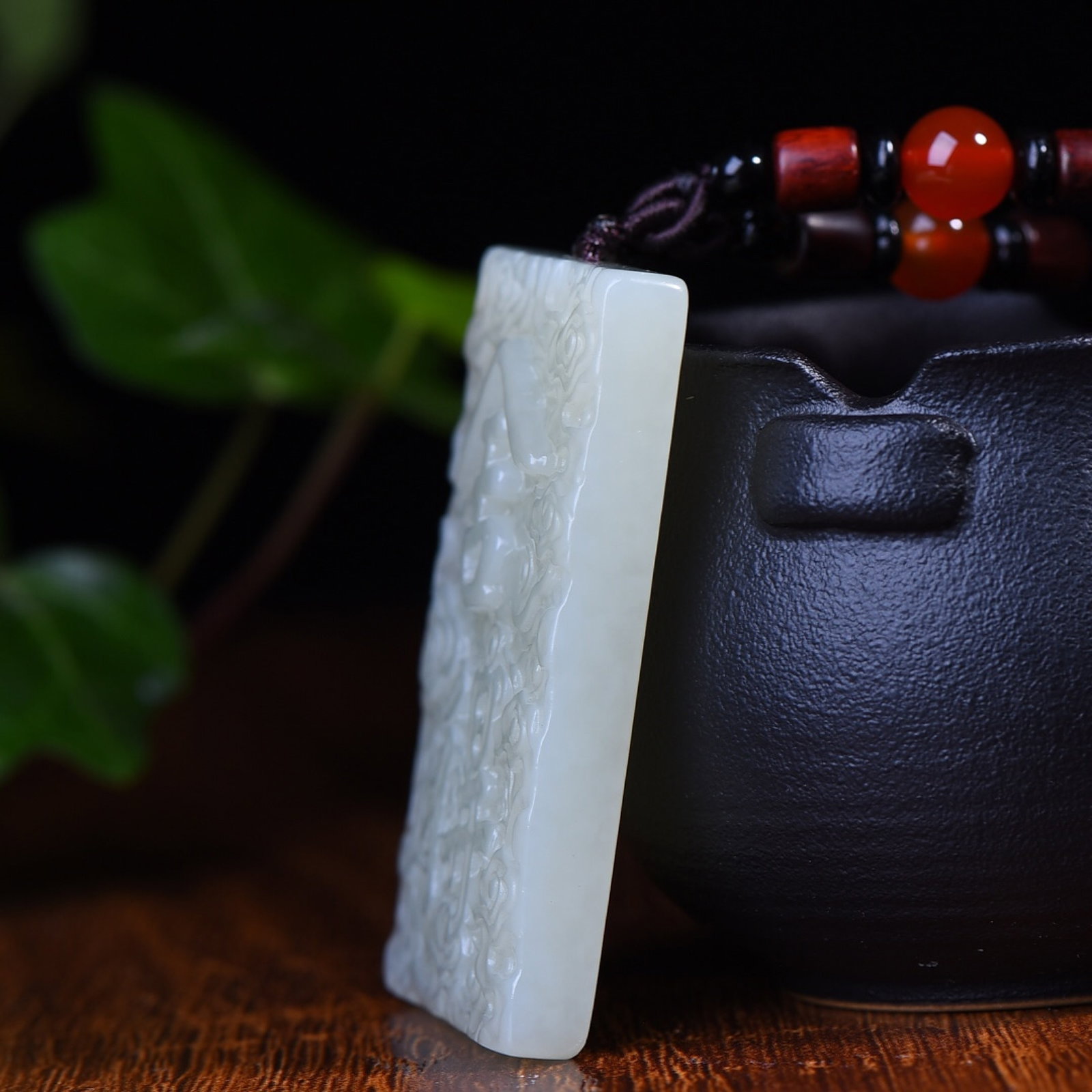 An Exquisite White Jade Auspicious Cloud Pattern Pendant - 3