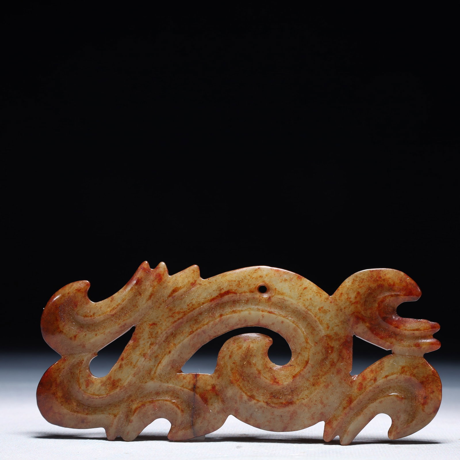 An Archaic Hongshan Culture Yellow Jade Pendant: An Archaic Hongshan Culture Yellow Jade Pendant,Ancient Time,China,Size:5.3inx2.2in,Weight:65.1g 红山文化黄玉挂件,中国新石ࢤ