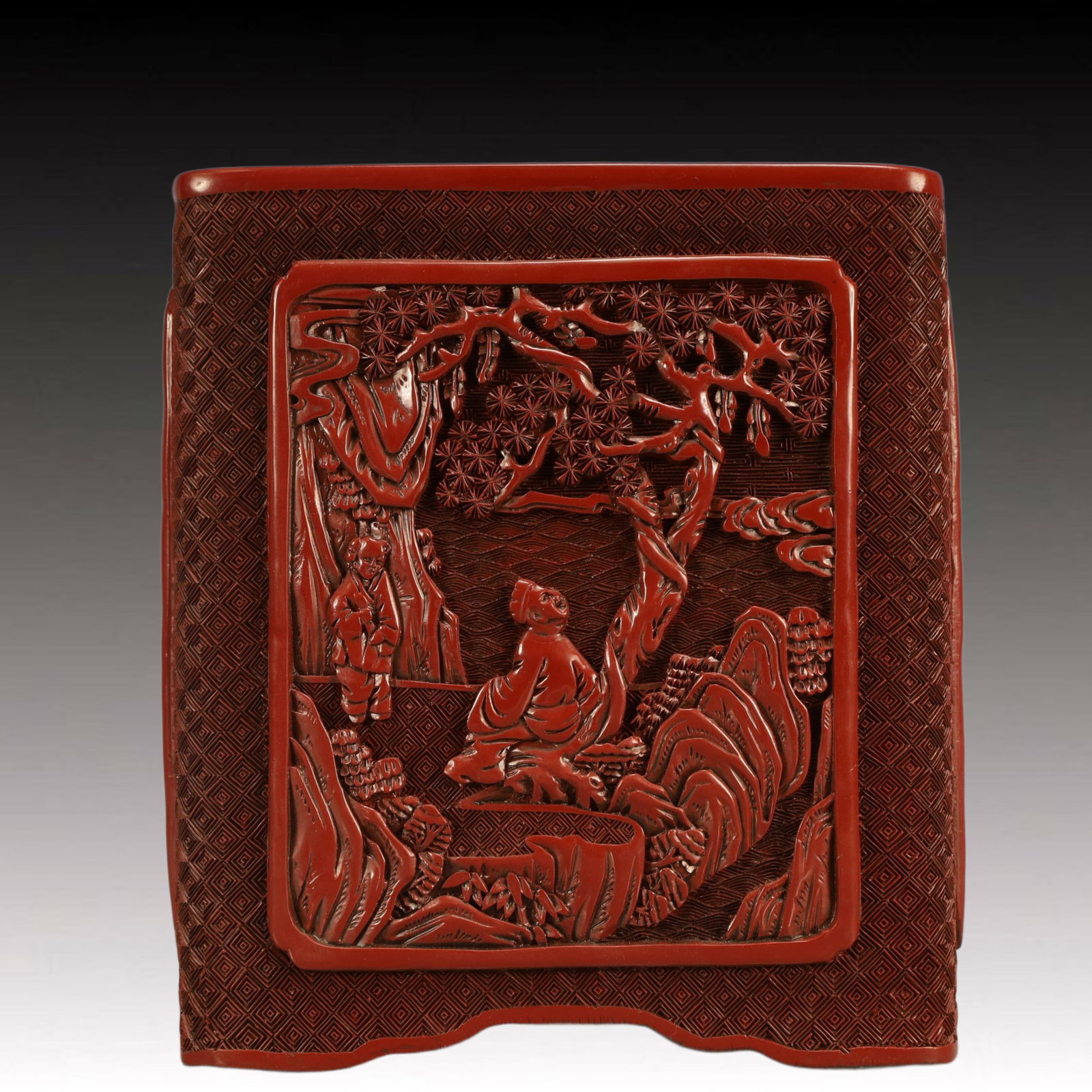 An Exquisite Carved Red Lacquer Character and Story Pattern Brush Pot,Qing Dynasty, China,Qianlong (1 of 7)