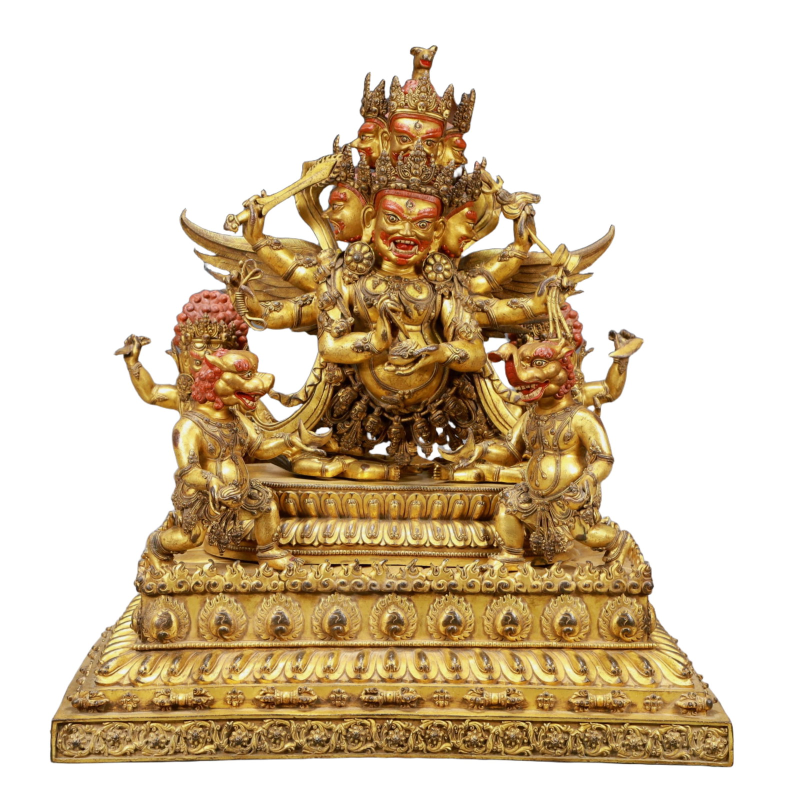 A Solemn Gilt Bronze Statue of Mammon: A Solemn Gilt Bronze Statue of Mammon,Ming Dynasty, China,Size:19.3inx12.2inx21.7in,Weight:82850g 铜鎏金财神像,中国明代
