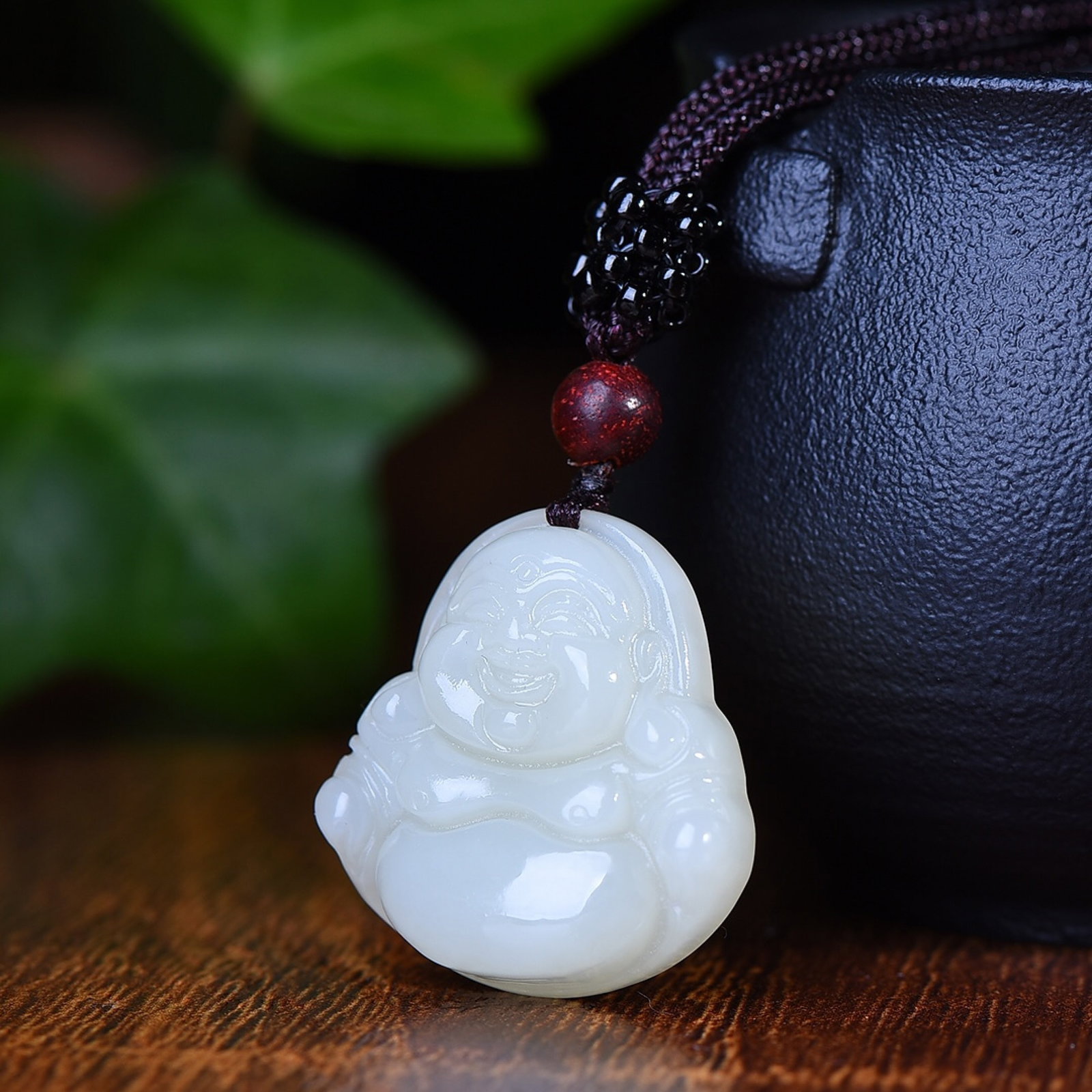 An Exquisite White Jade Maitreya Buddha Pendant - 2
