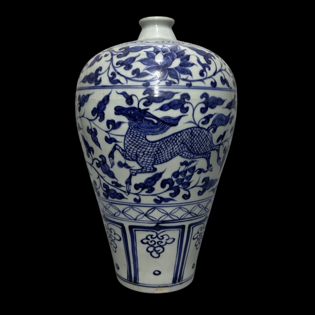 An Exquisite Blue and White Lotus and Kylin Pattern Vase (1 of 7)