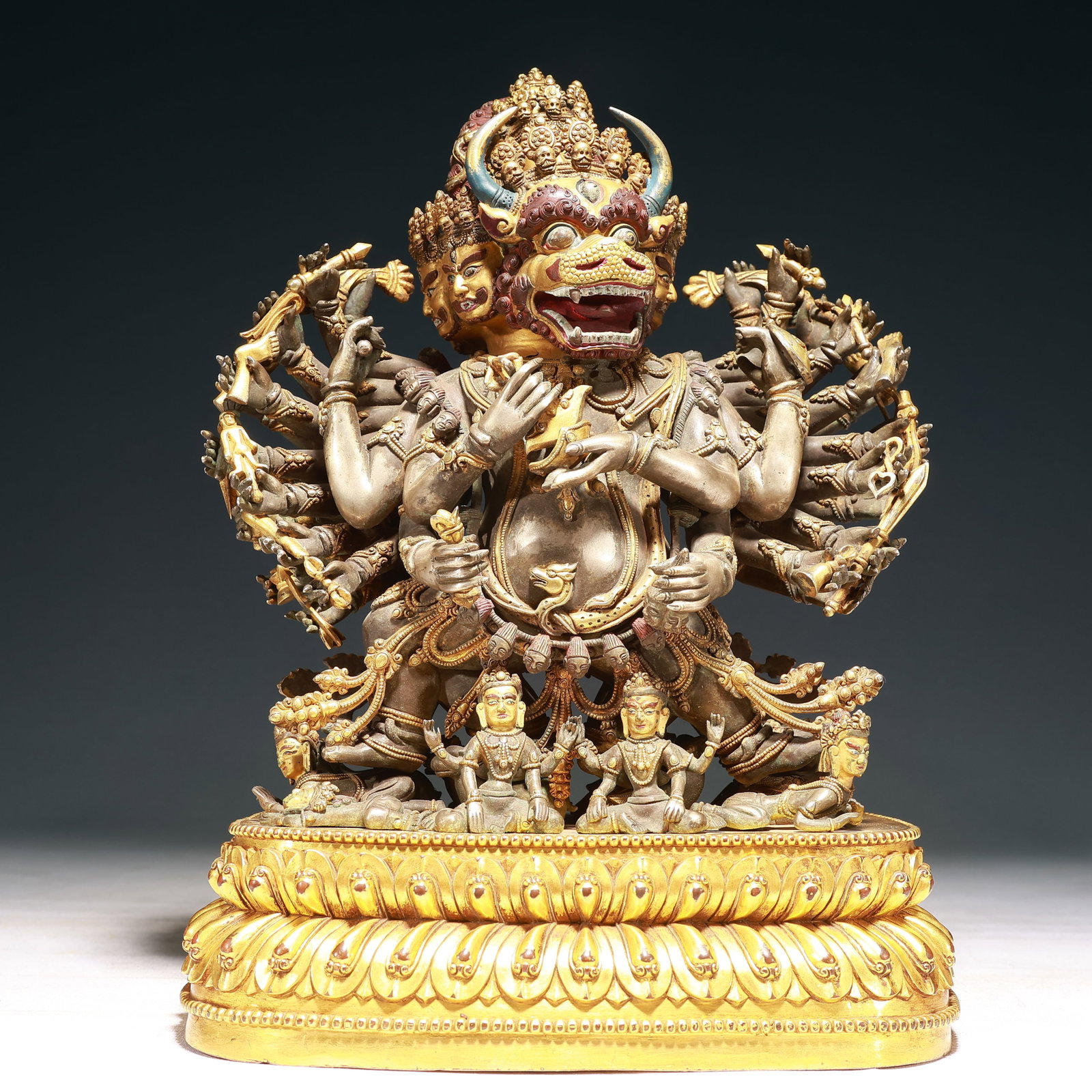 A Solemn Silver-Gilt Bronze Statue of Yamantaka (1 of 10)