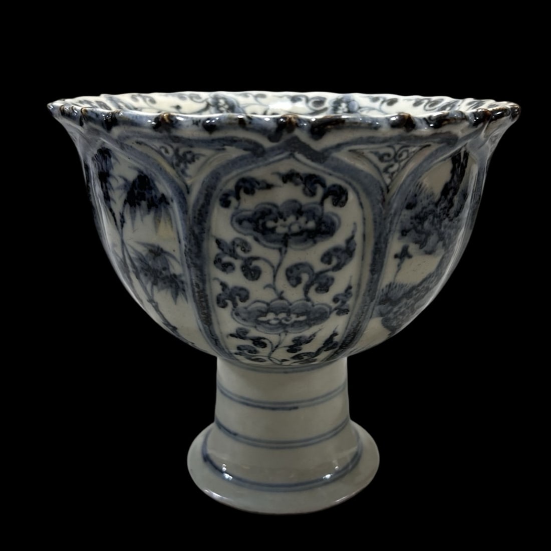 An Exquisite Blue and White Flower Pattern Stem Cup (1 of 7)