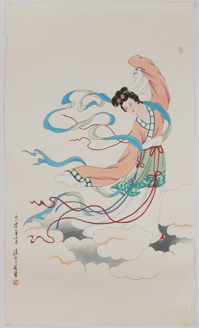 A Chinese Ink Painting of Character and Story on Paper: A Chinese Ink Painting of Character and Story on Paper,Pan Jiezi,Size:48inx28.7in 一幅中国水墨人物故事画,潘絜兹