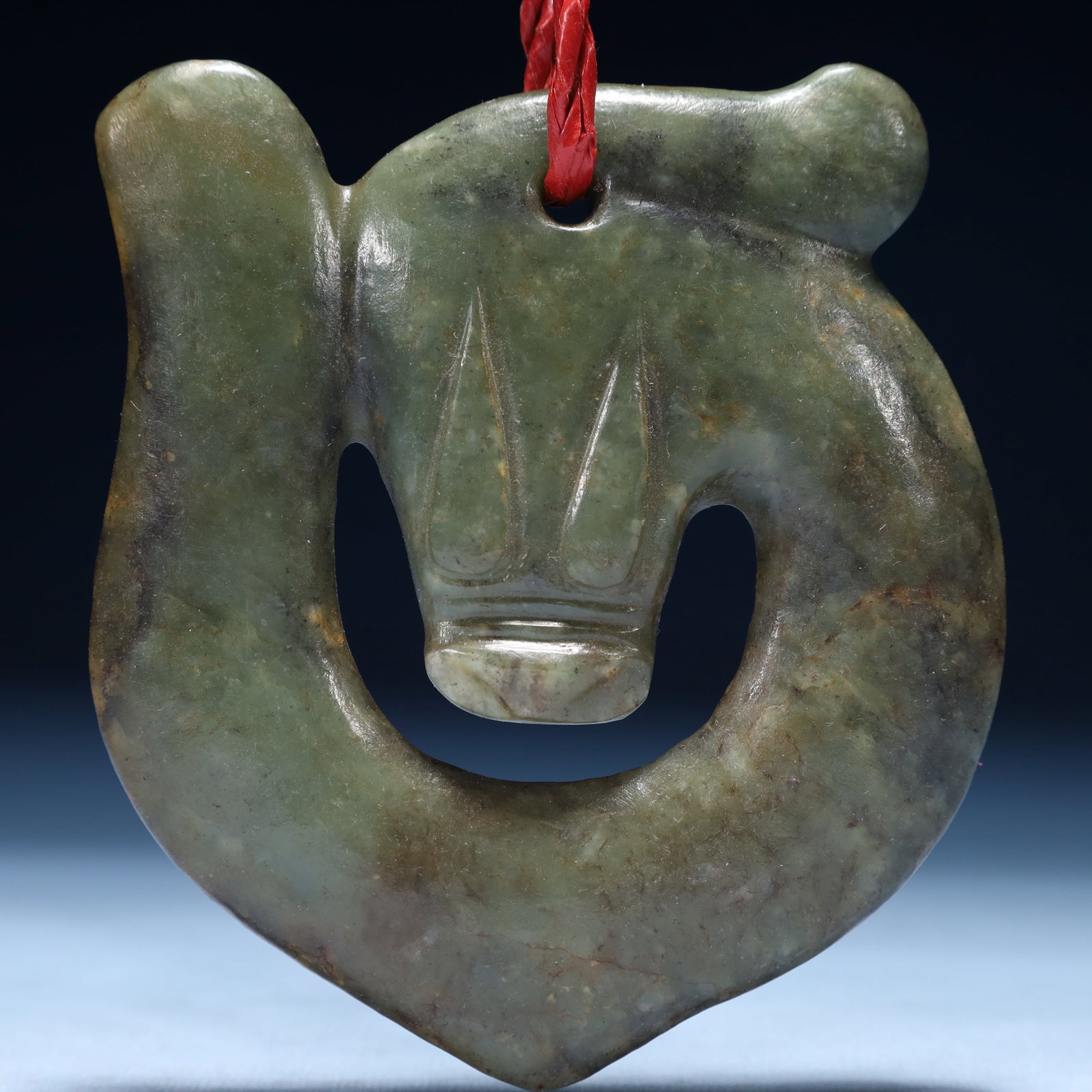 An Archaic Hongshan Culture Yellow Jade Pendant: An Archaic Hongshan Culture Yellow Jade Pendant,Ancient Time,China,Size:4.3inx0.4inx4.7in,Weight:300g 红山文化黄玉挂件,中国新石&