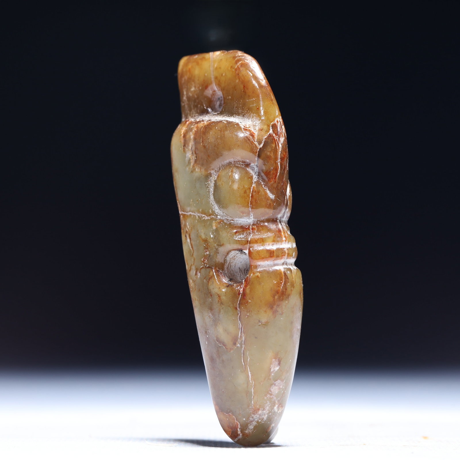 An Archaic Hongshan Culture Greenish Jade Pig and Dragon Pendant: An Archaic Hongshan Culture Greenish Jade Pig and Dragon Pendant,Ancient Time,China,Size:1inx0.6inx3in,Weight:51g 红山文化青白玉猪龙挂ߥ