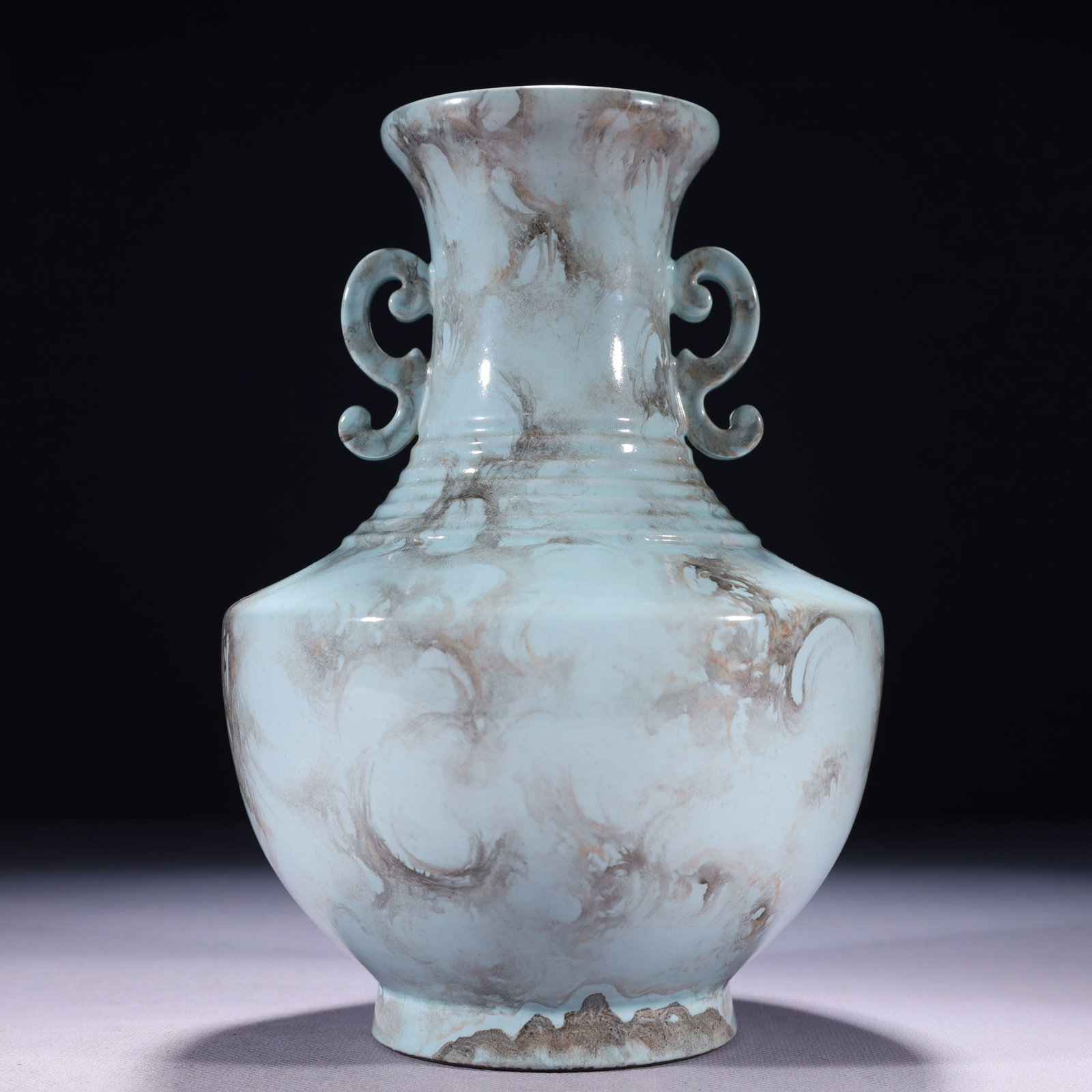 An Exquisite Marble Glazed Double-Ears Vase (1 of 11)